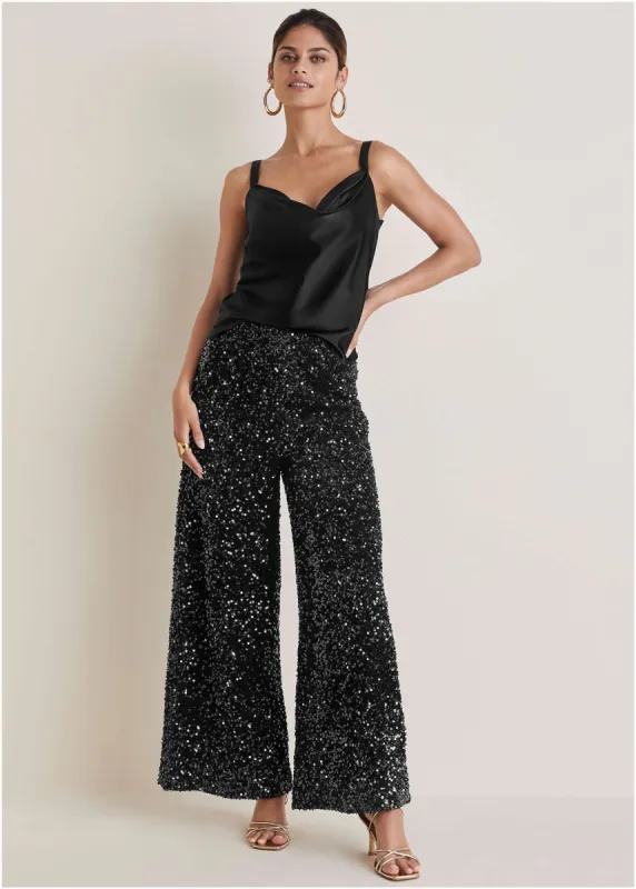 Sequin Velvet Pants - Black sold by VENUS