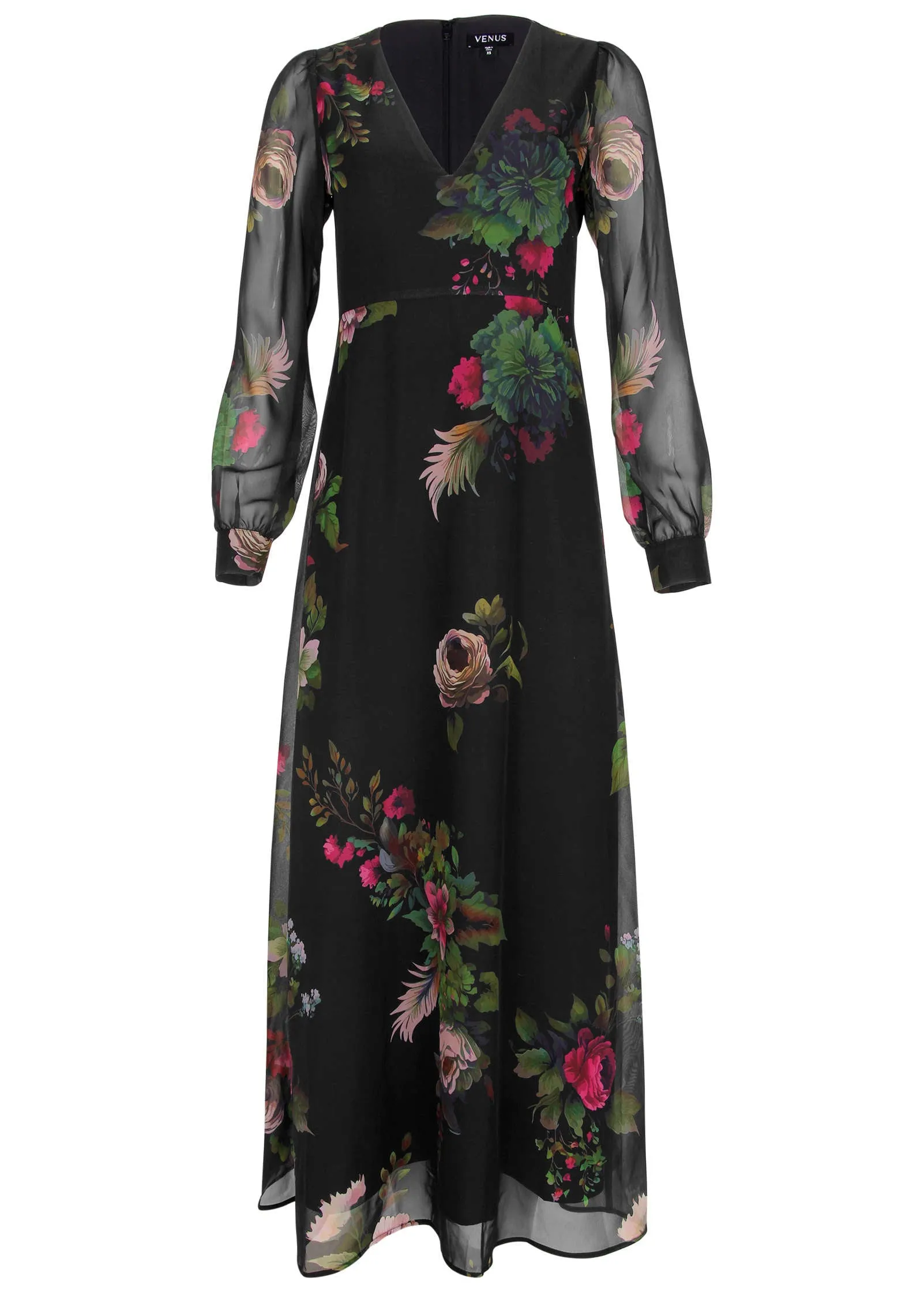 V-Neck Floral Maxi Dress - Black Multi sold by VENUS product image thumbnail 4