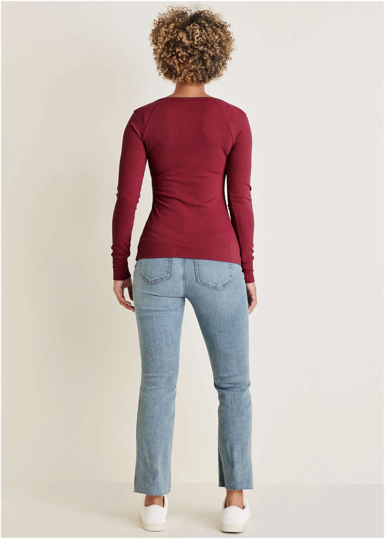 Long Sleeve Henley Tee - Wine sold by VENUS product image thumbnail 2