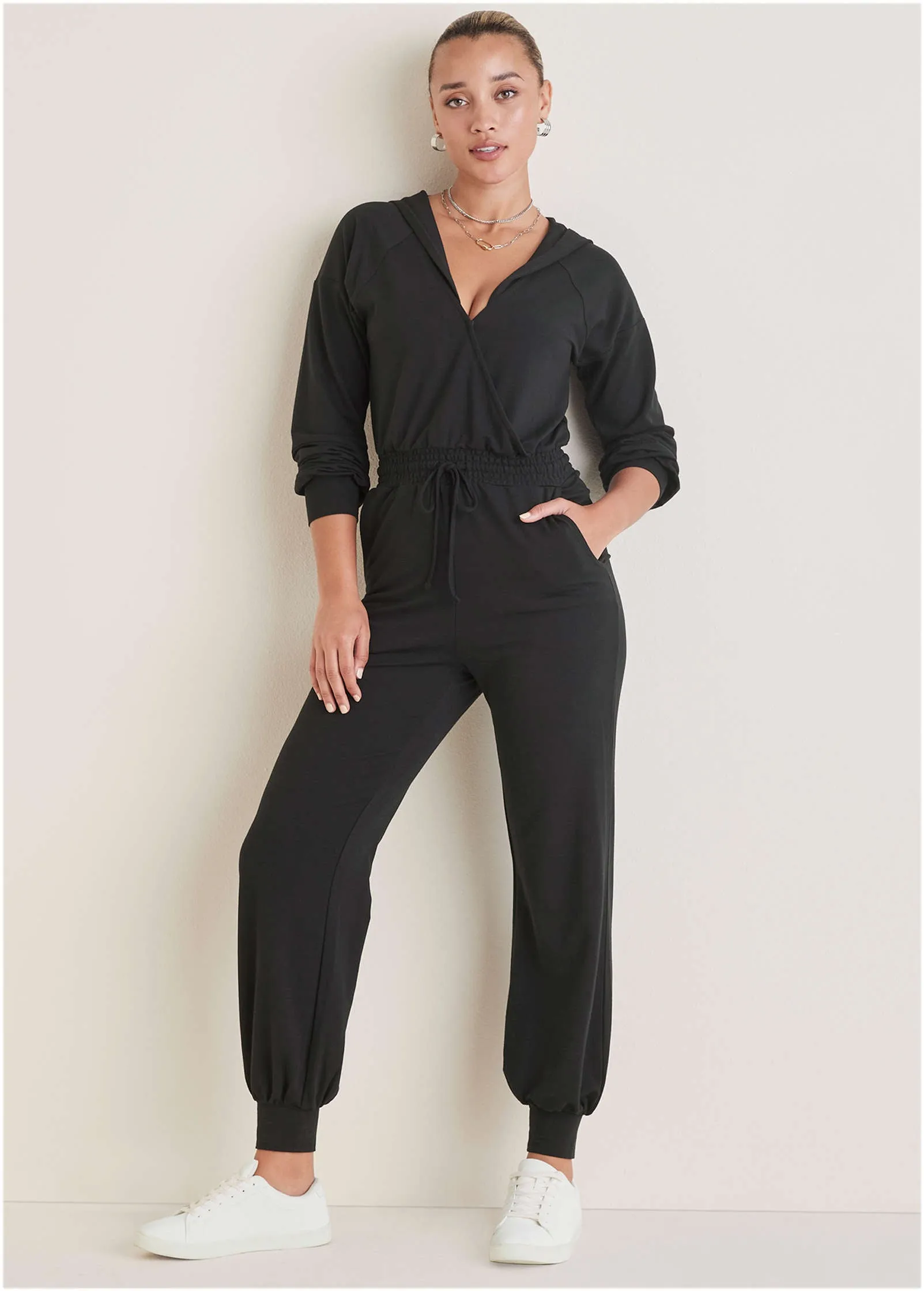 Casual Hooded Jumpsuit - Black sold by VENUS