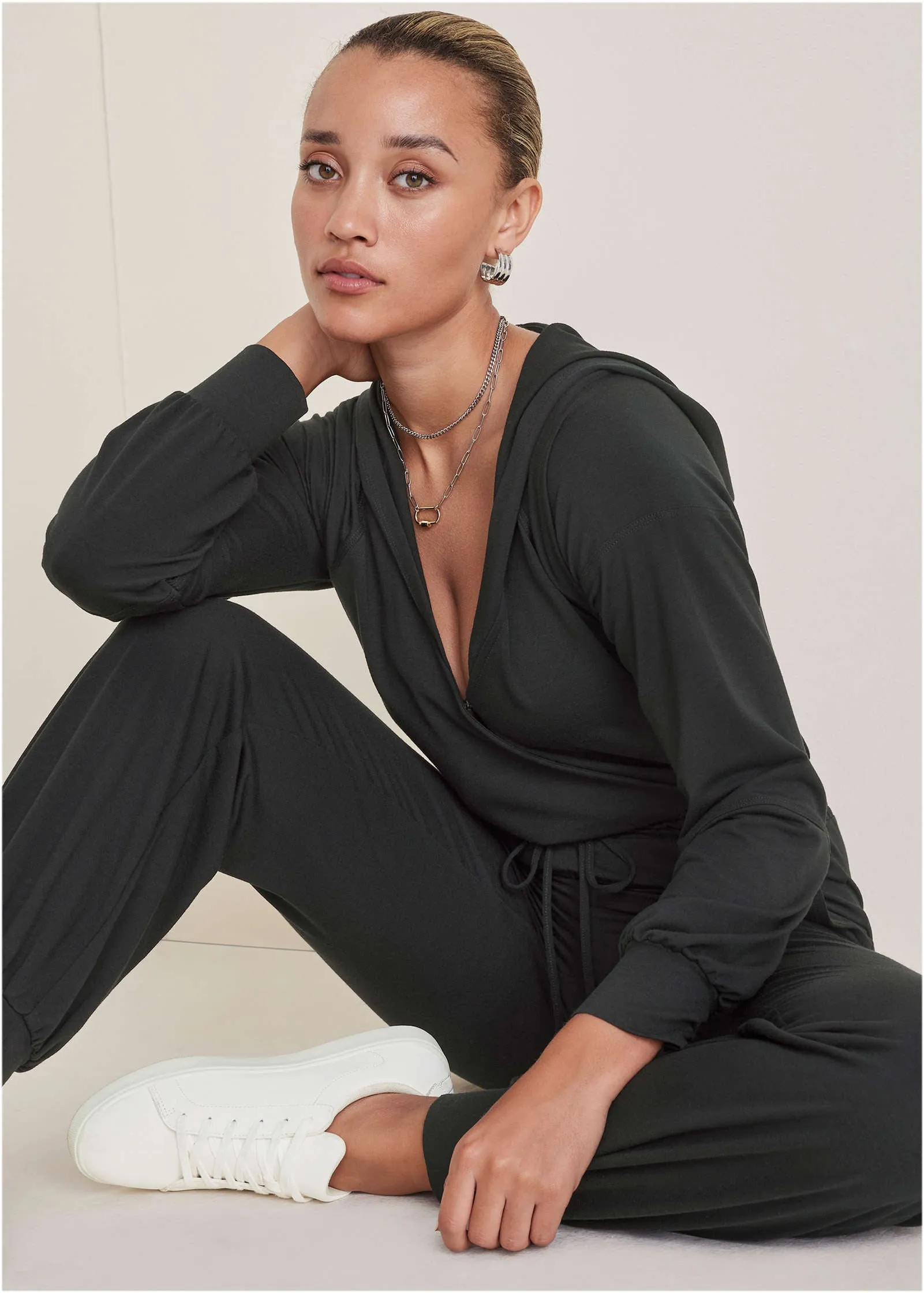 Casual Hooded Jumpsuit - Black sold by VENUS product image thumbnail 3
