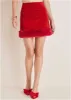 Velvet And Faux Fur Mini Skirt - Haute Red sold by VENUS