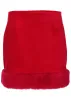 Velvet And Faux Fur Mini Skirt - Haute Red sold by VENUS