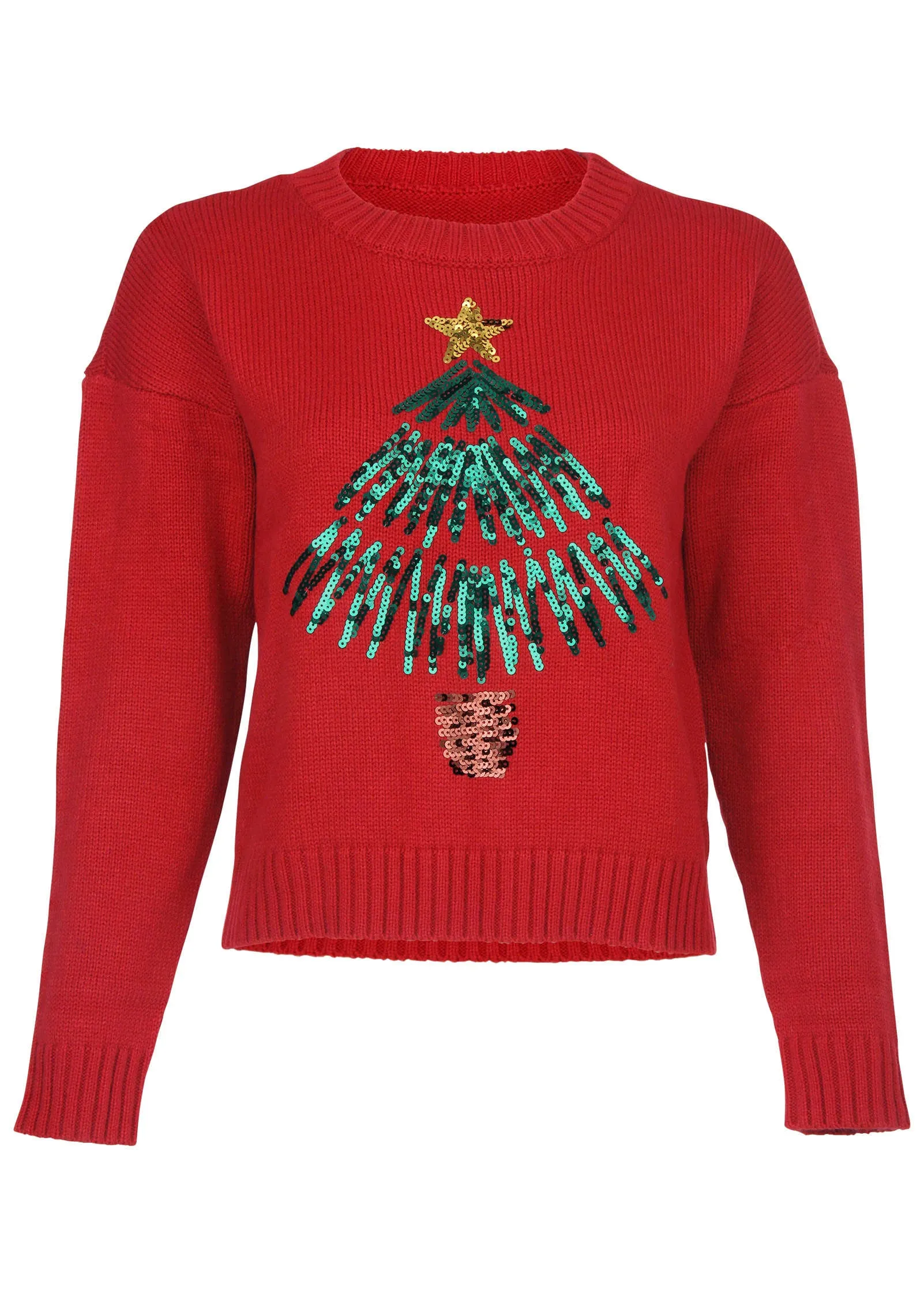 Sequin Tree Sweater - Haute Red sold by VENUS product image thumbnail 4