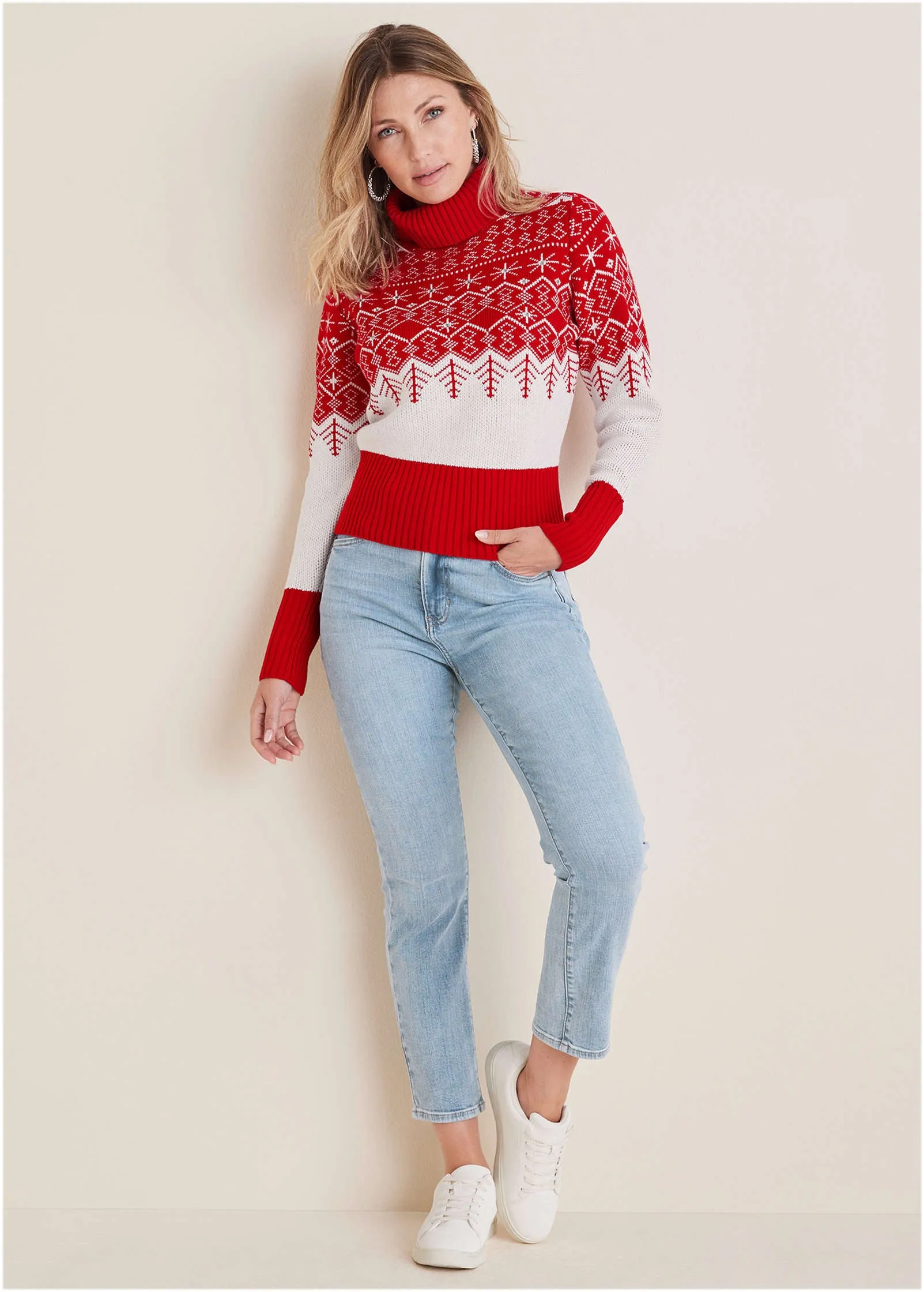 Embellished Holiday Sweater - Red Snowflake Multi sold by VENUS product image thumbnail 3