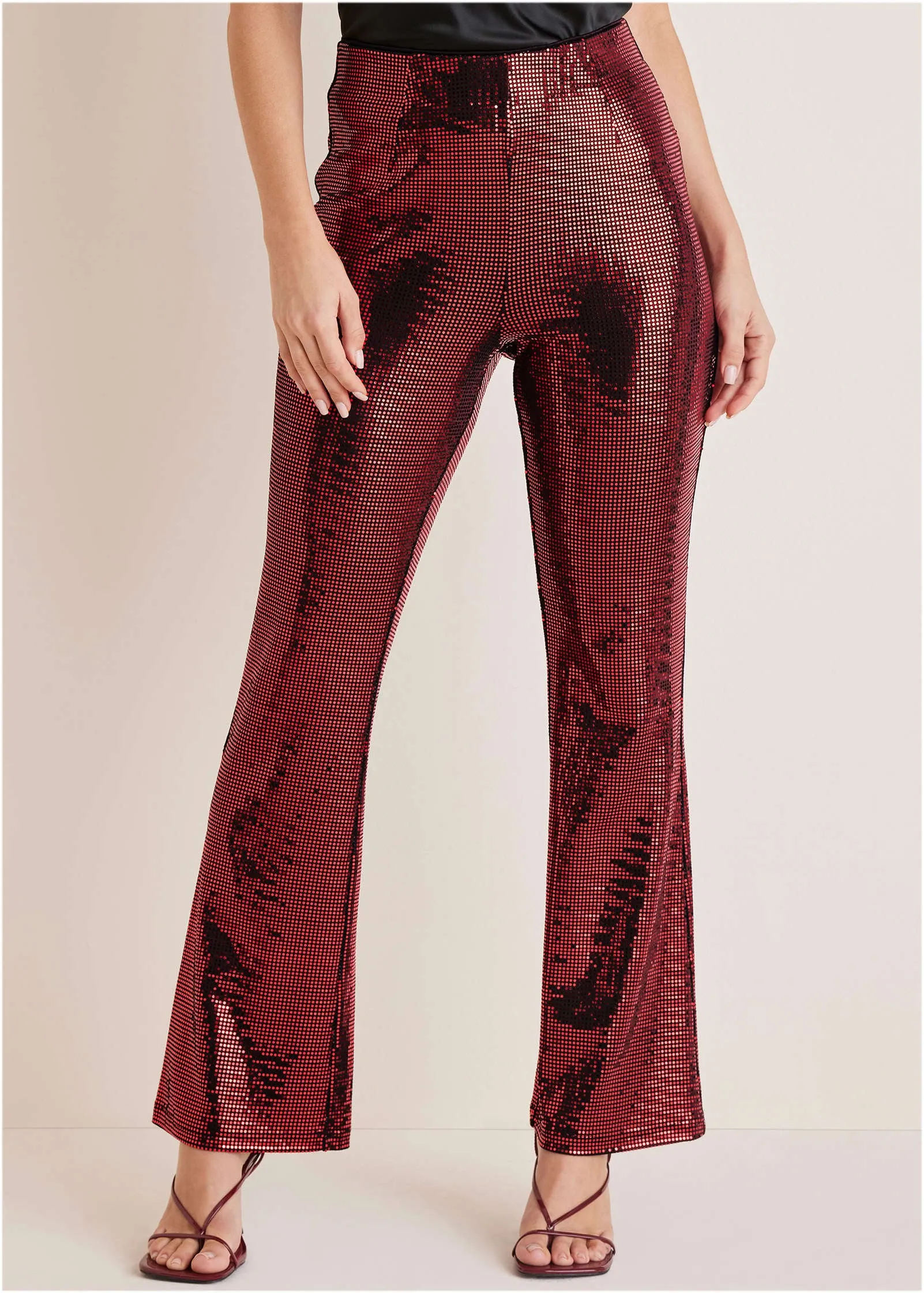 Sequin Wide Leg Pants - Red & Black sold by VENUS product image thumbnail 2