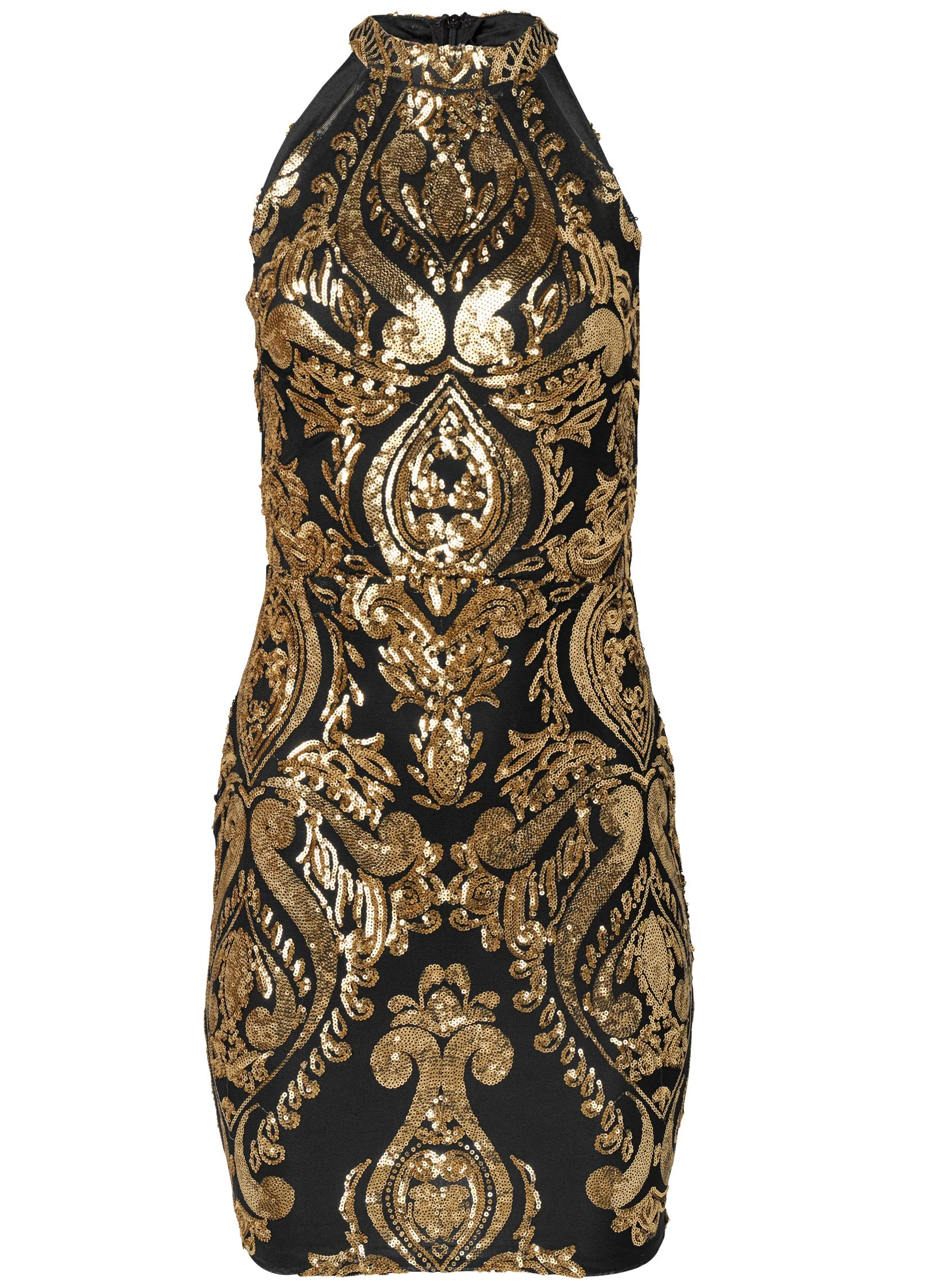 Embroidered Sequin Mini Dress - Black & Gold sold by VENUS product image thumbnail 5