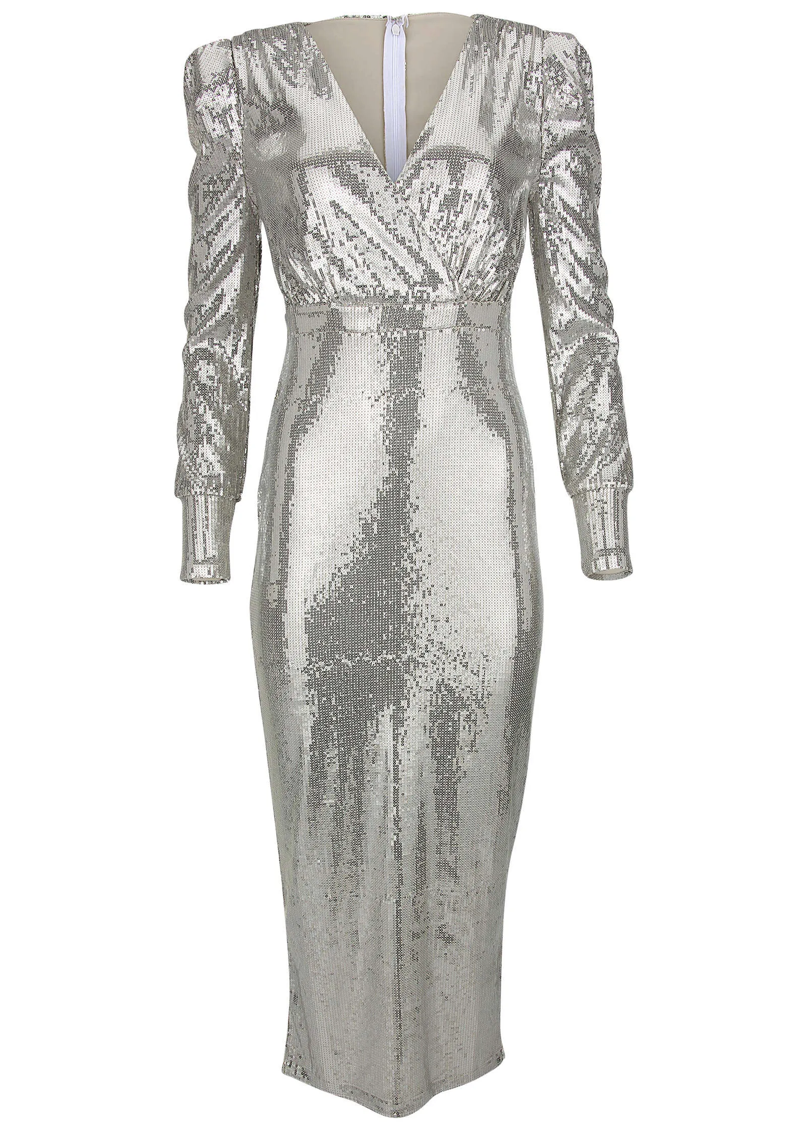 V-Neck Sequin Maxi Dress - Silver sold by VENUS product image thumbnail 4