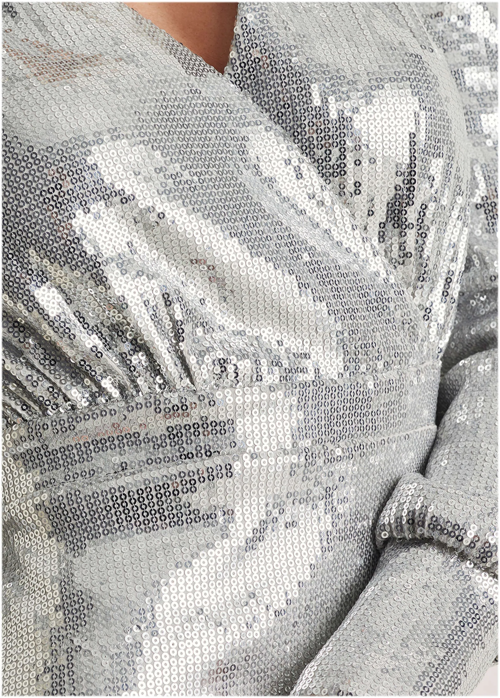 V-Neck Sequin Maxi Dress - Silver sold by VENUS product image thumbnail 3