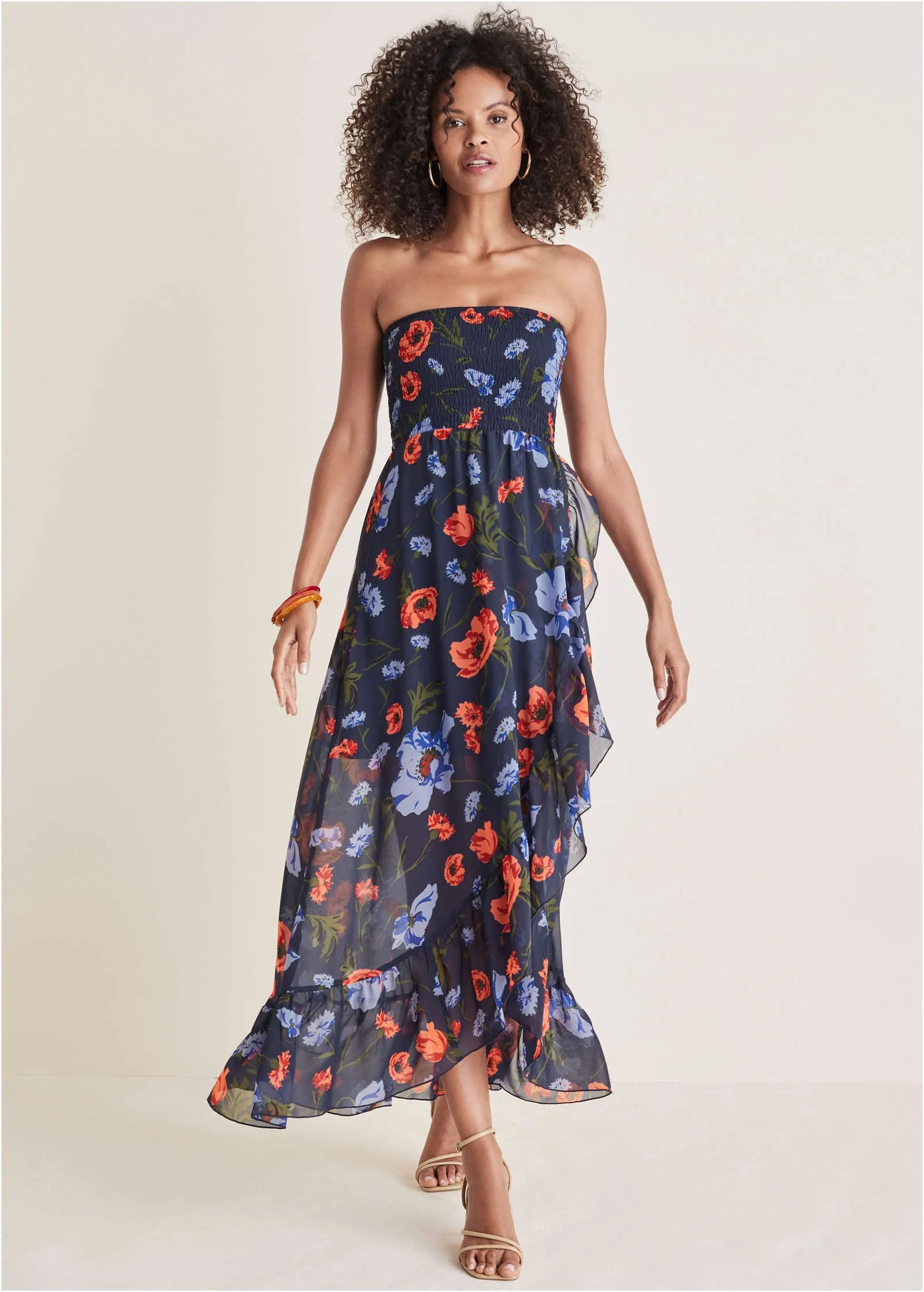 Strapless Smocked Maxi - Forest Floral Iris sold by VENUS