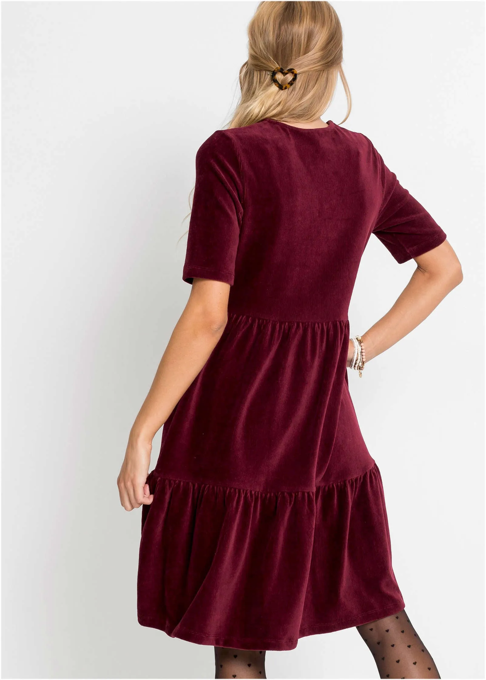 Tiered V-Neck Dress - Dark Red sold by VENUS product image thumbnail 2