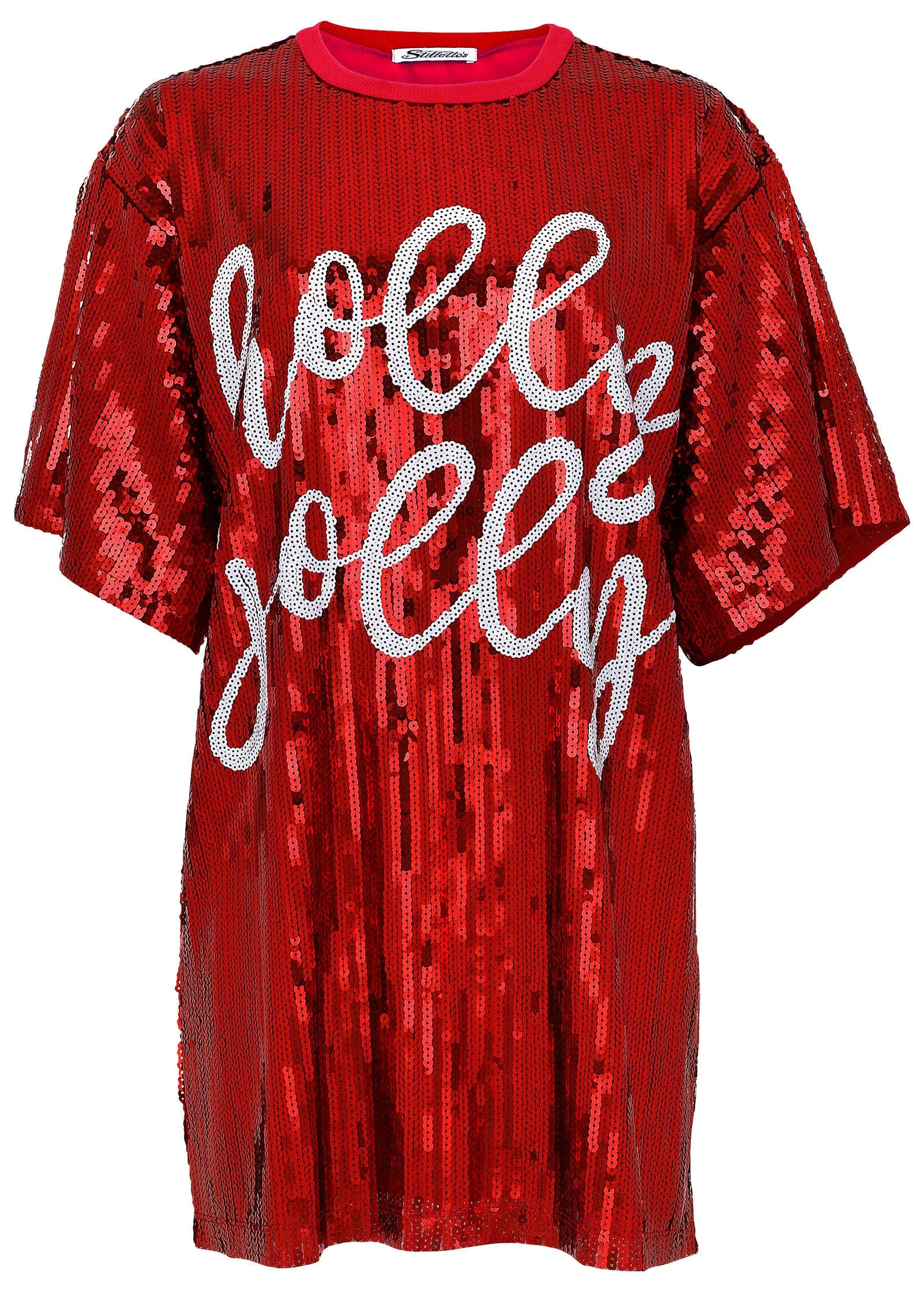 Sequin T-Shirt Dress - Red & White sold by VENUS product image thumbnail 4