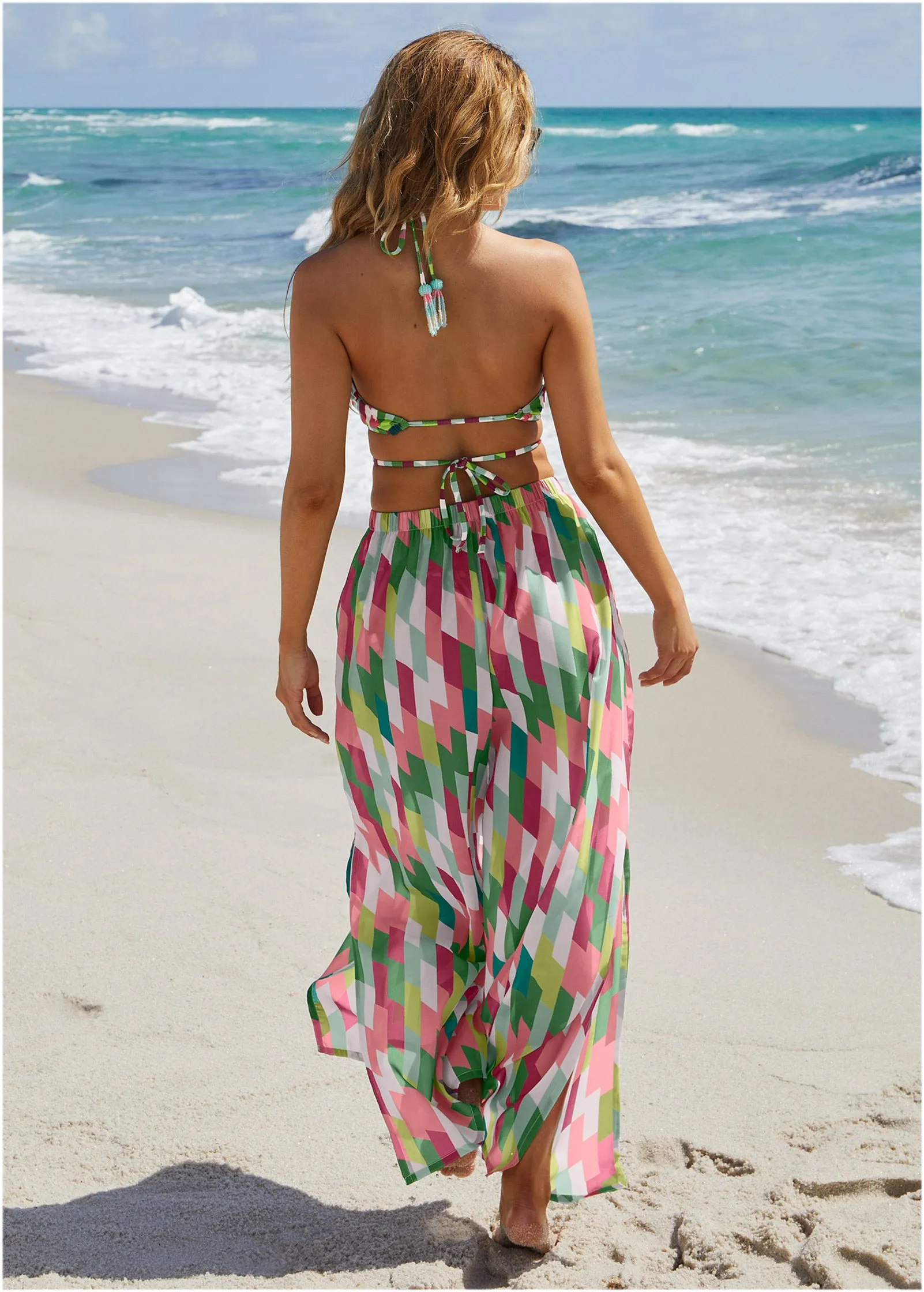 Palazzo Cover-Up Pants - Dynamic Geo Large sold by VENUS product image thumbnail 2