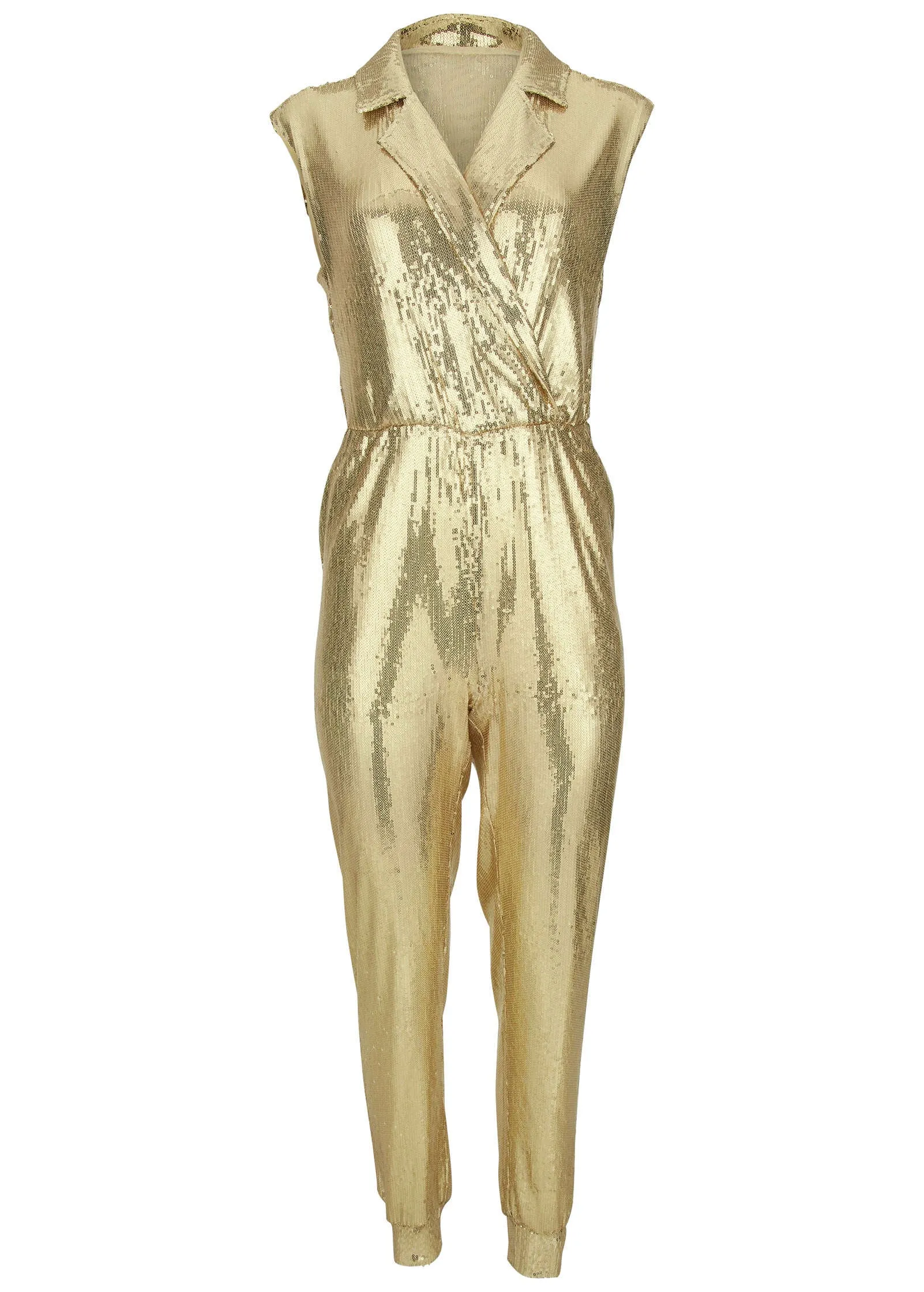 Sleeveless Sequin Jogger Jumpsuit - Gold sold by VENUS product image thumbnail 5