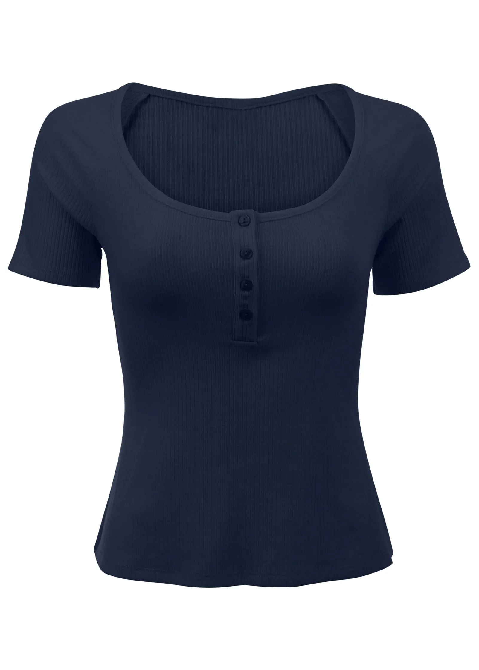Henley Short Sleeve Top - Navy sold by VENUS product image thumbnail 3