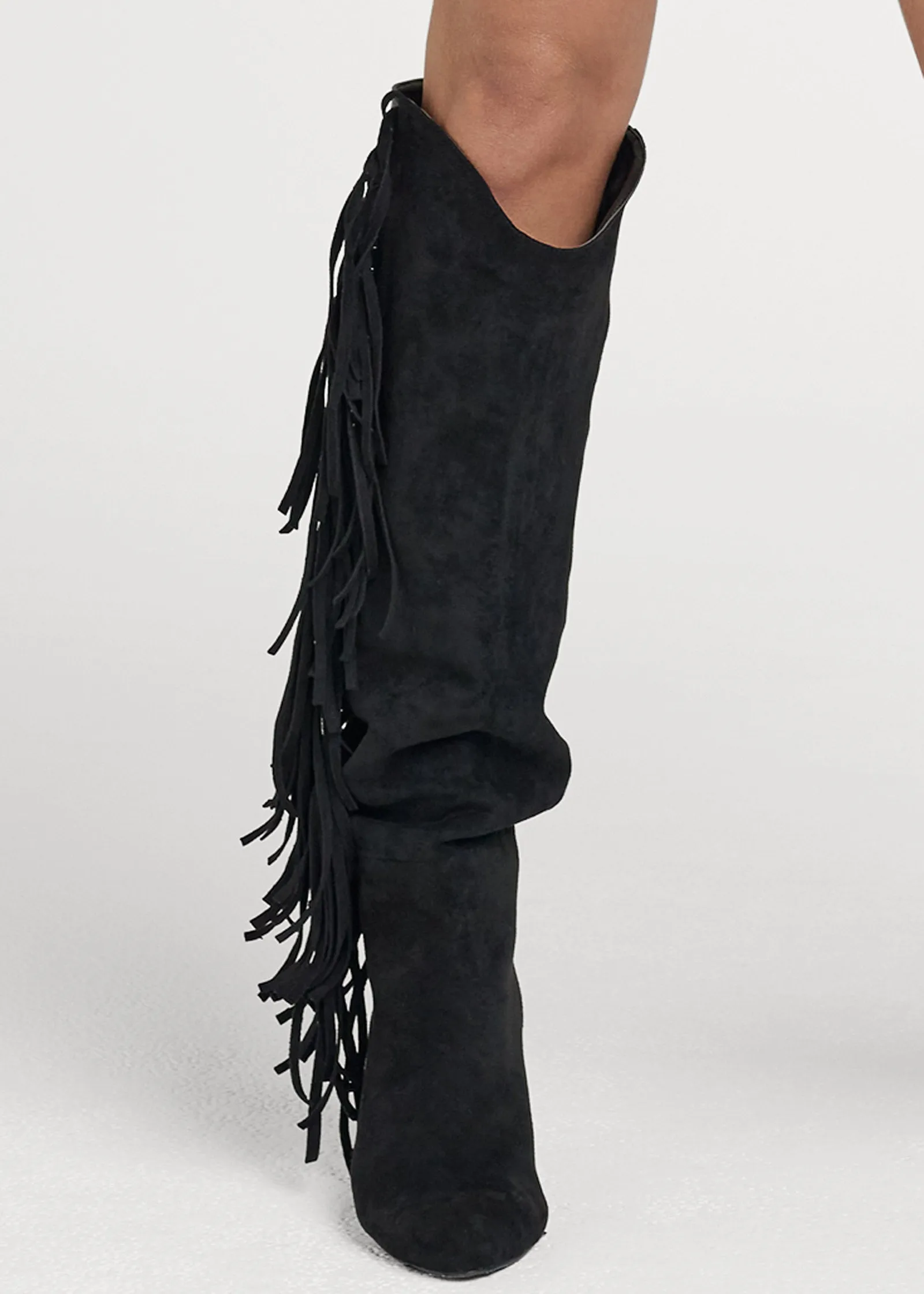 Faux-Suede Fringe Boots - Black sold by VENUS product image thumbnail 5