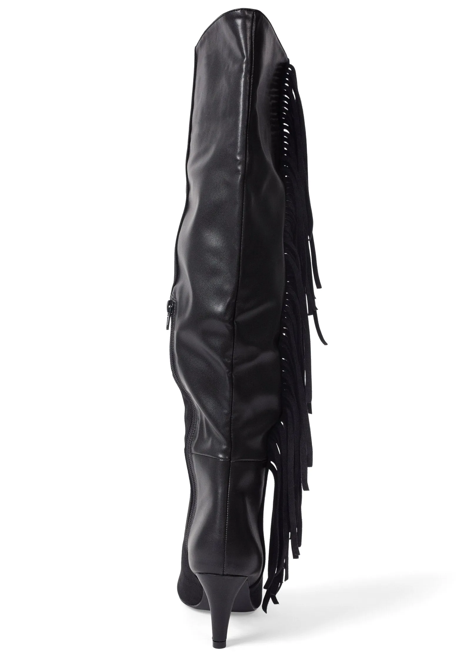 Faux-Suede Fringe Boots - Black sold by VENUS product image thumbnail 4