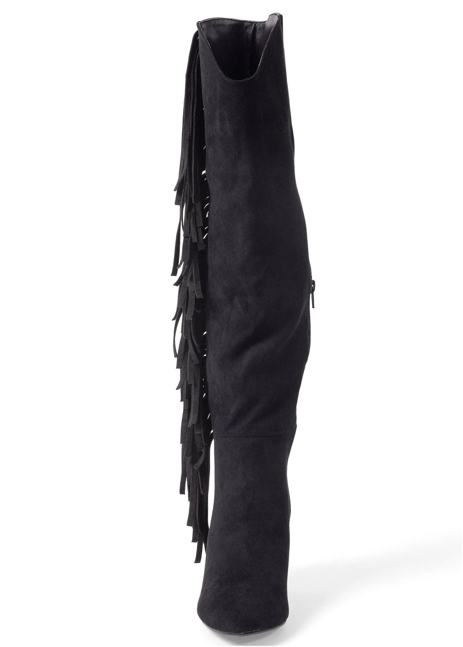 Faux-Suede Fringe Boots - Black sold by VENUS product image thumbnail 3