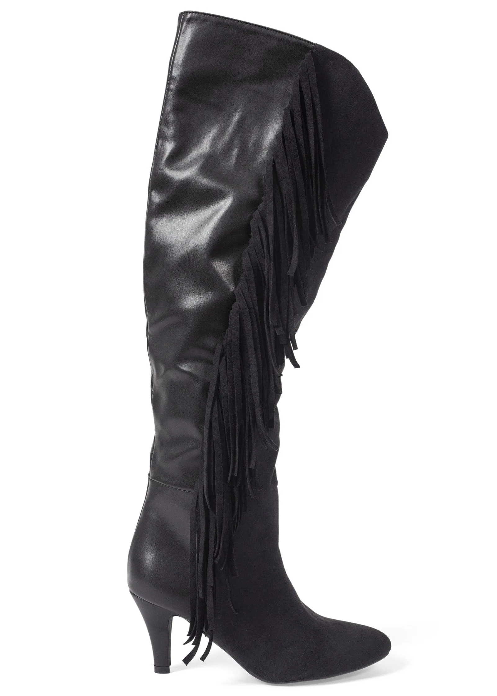 Faux-Suede Fringe Boots - Black sold by VENUS product image thumbnail 2