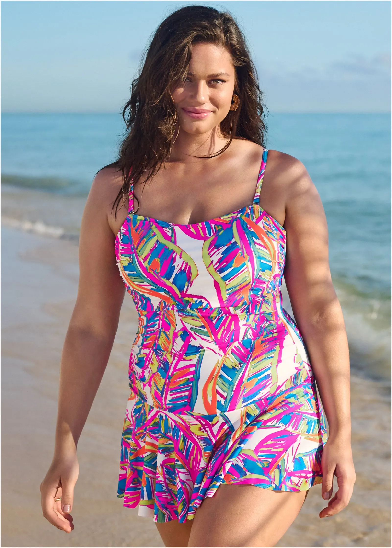 Venice Skirted Swim Dress - Bright Palm sold by VENUS product image thumbnail 4