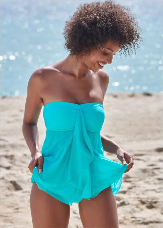 Lanai Bandeau Tankini - Aqua Reef sold by VENUS