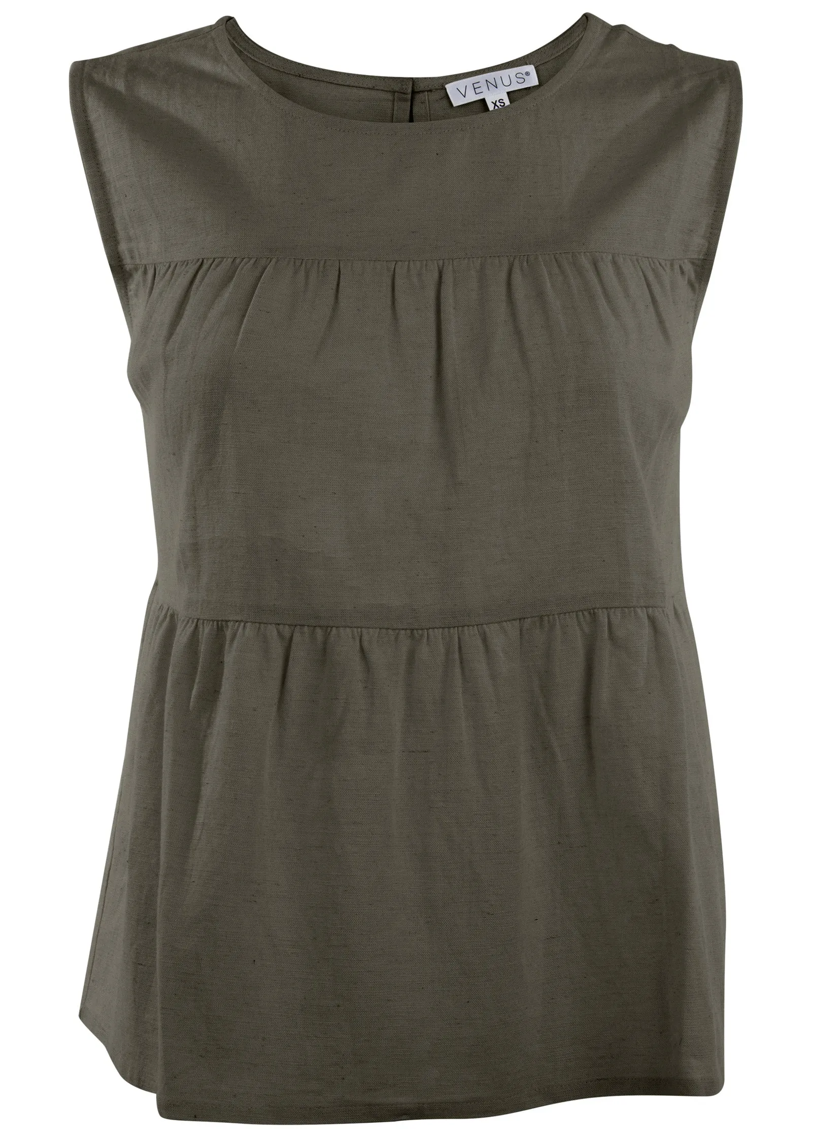 Linen Tiered Tank Top - Olive sold by VENUS product image thumbnail 4