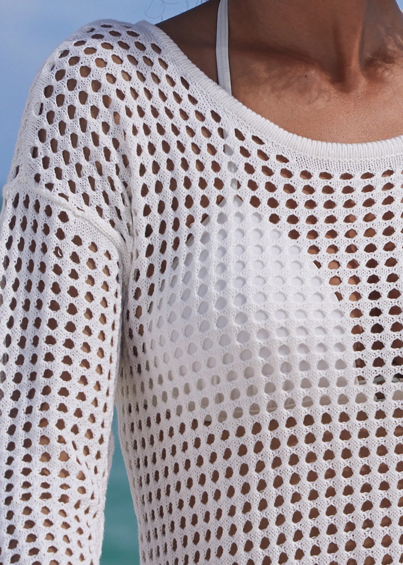 Crochet Tunic Cover-Up - Pearl White sold by VENUS product image thumbnail 3