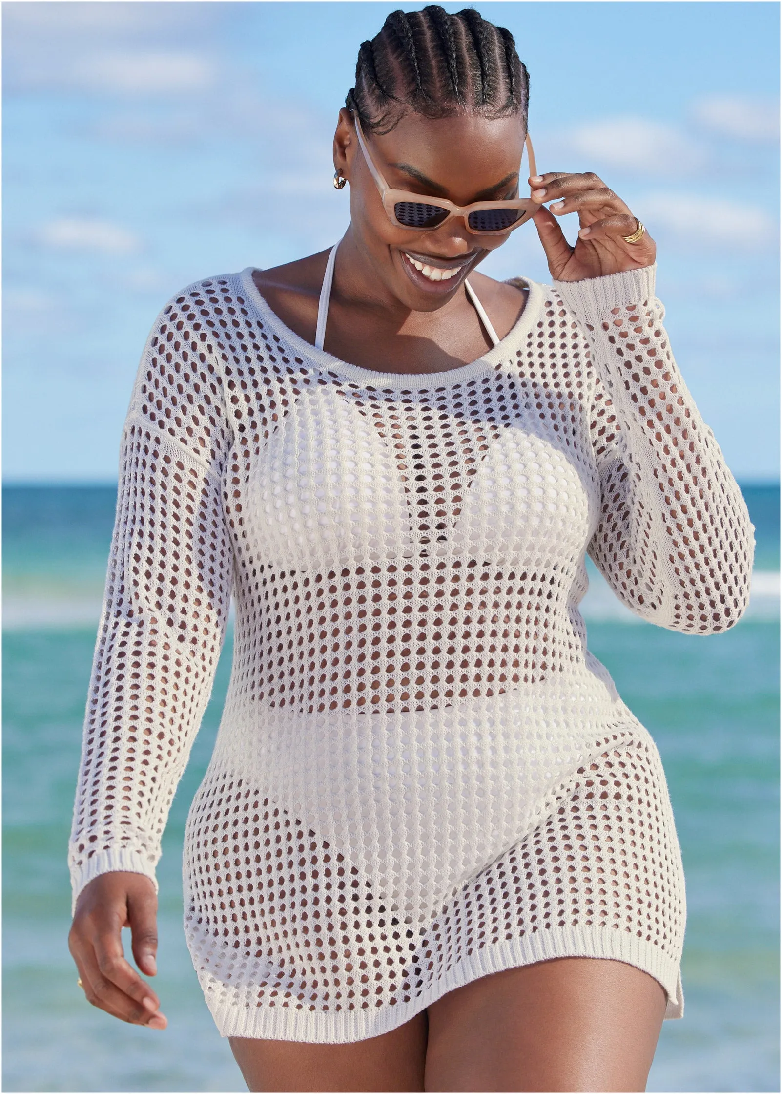 Crochet Tunic Cover-Up - Pearl White sold by VENUS product image thumbnail 5