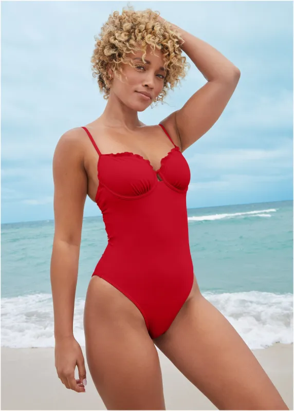 Bermuda Underwire One-Piece - Red sold by VENUS