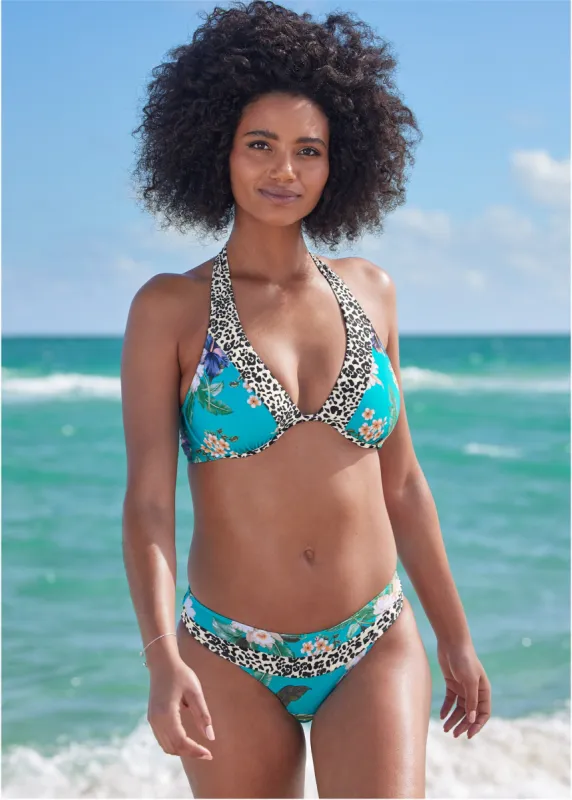 Belize Underwire Halter Top - Water Garden sold by VENUS