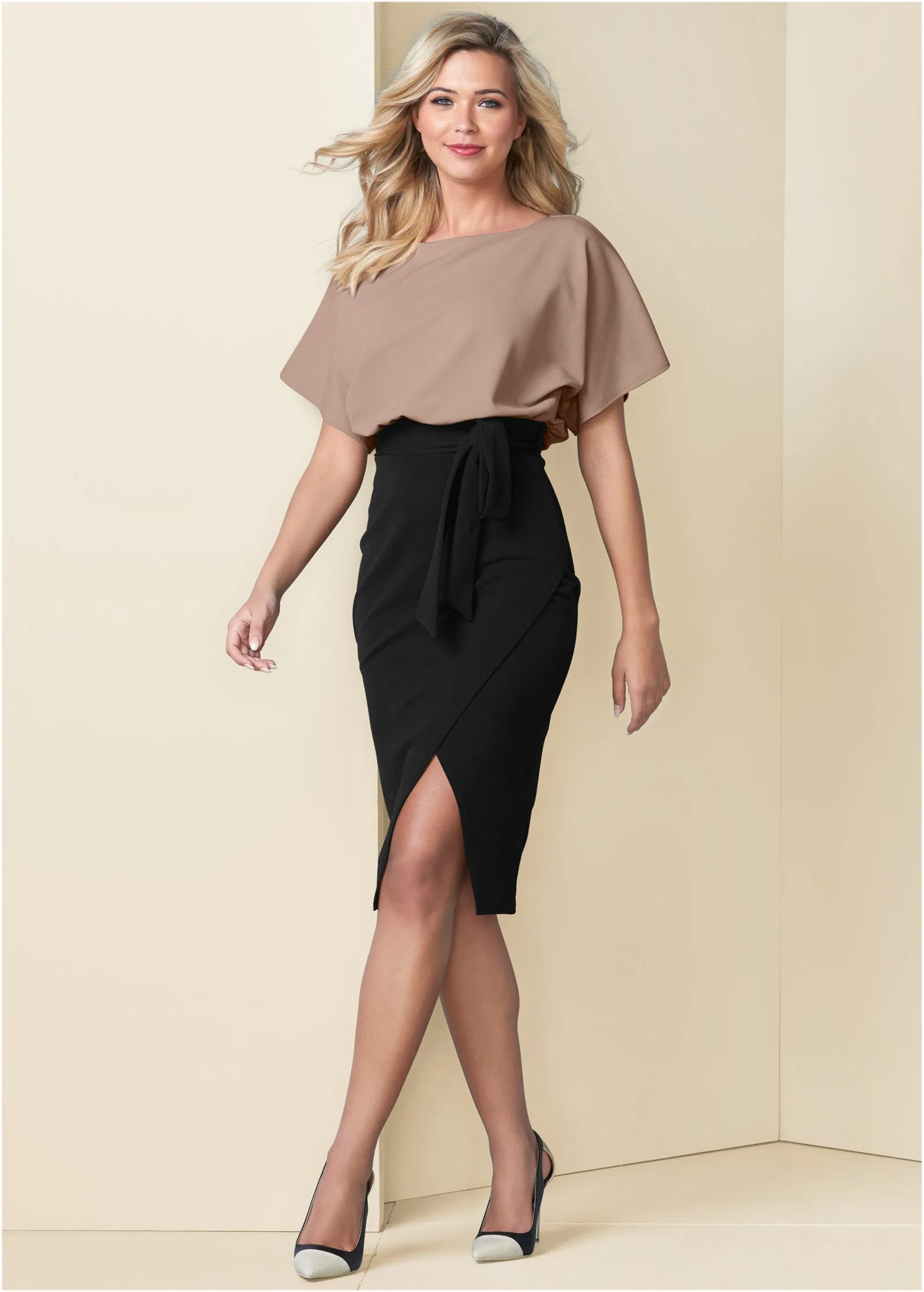 Color Block Dress - Tan & Black sold by VENUS product image thumbnail 2