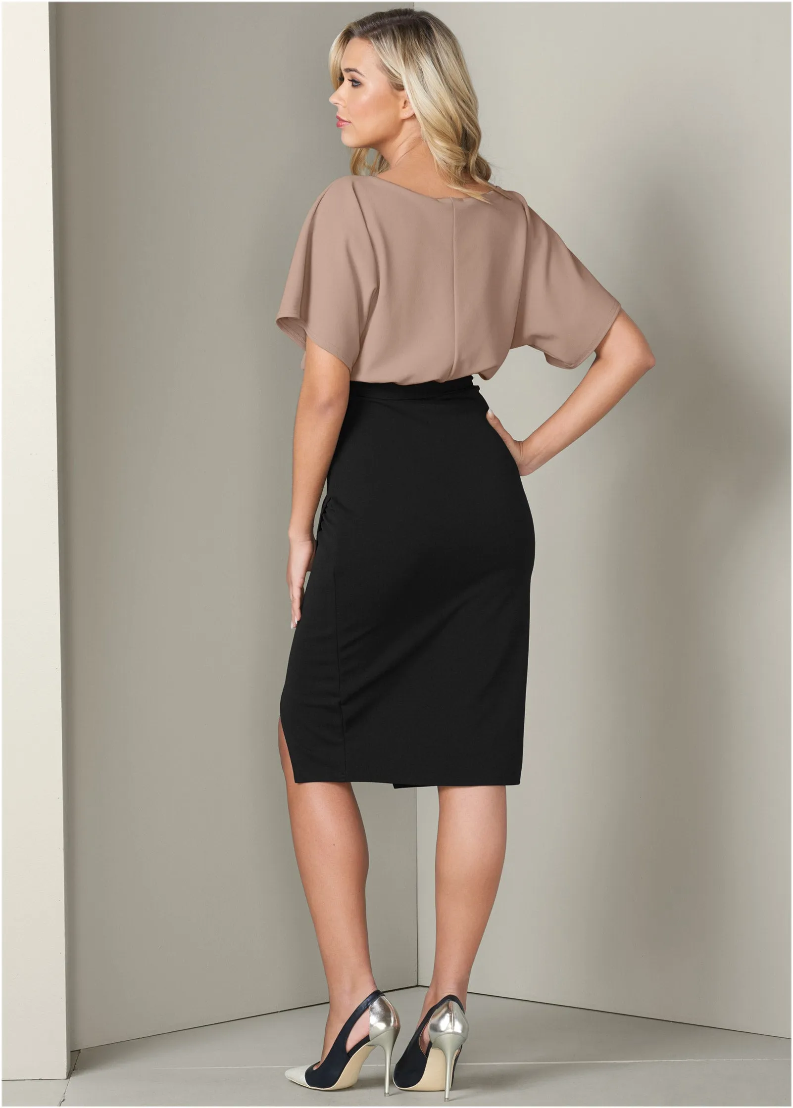 Color Block Dress - Tan & Black sold by VENUS product image thumbnail 3