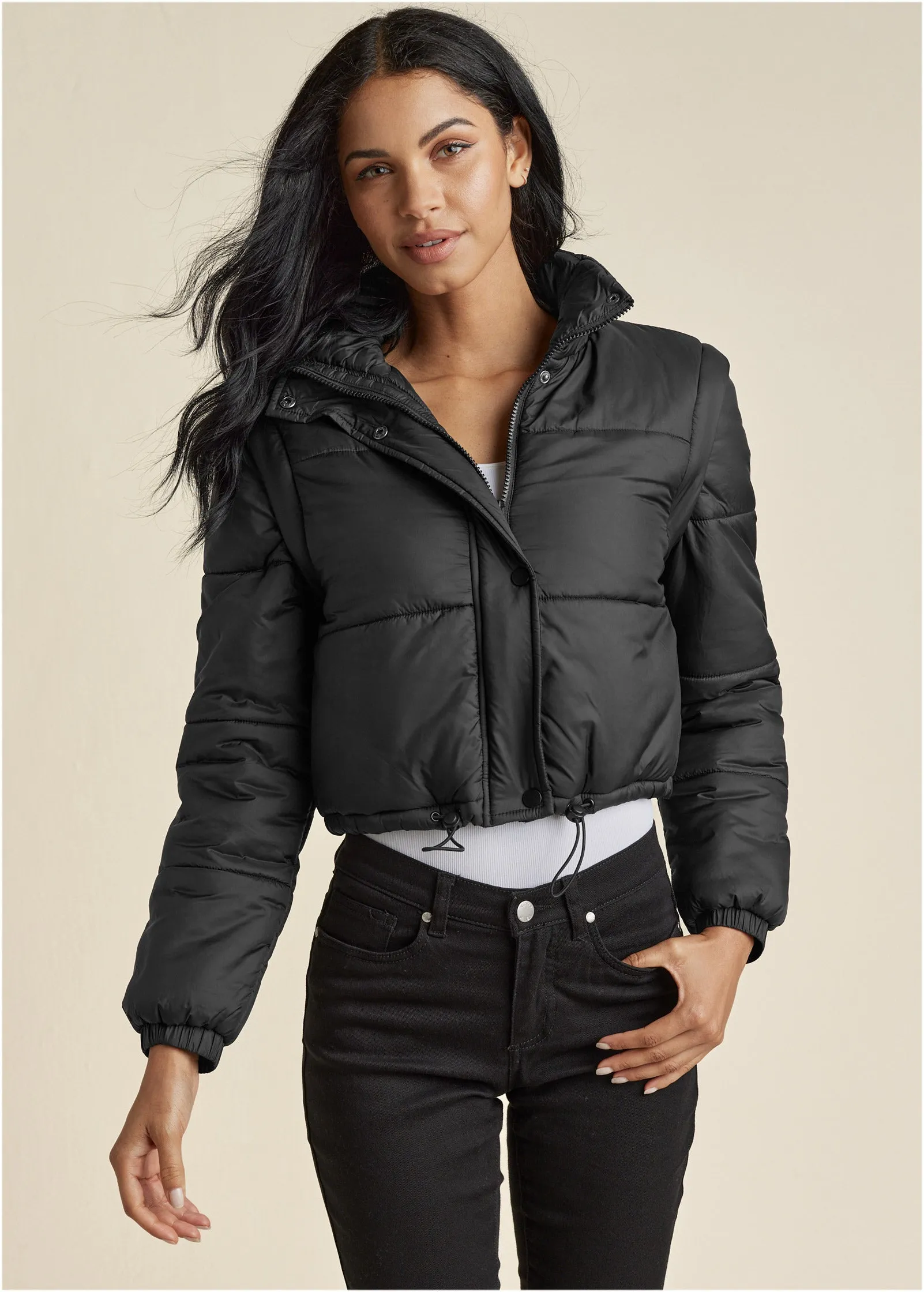 Convertible Puffer Coat - Black sold by VENUS