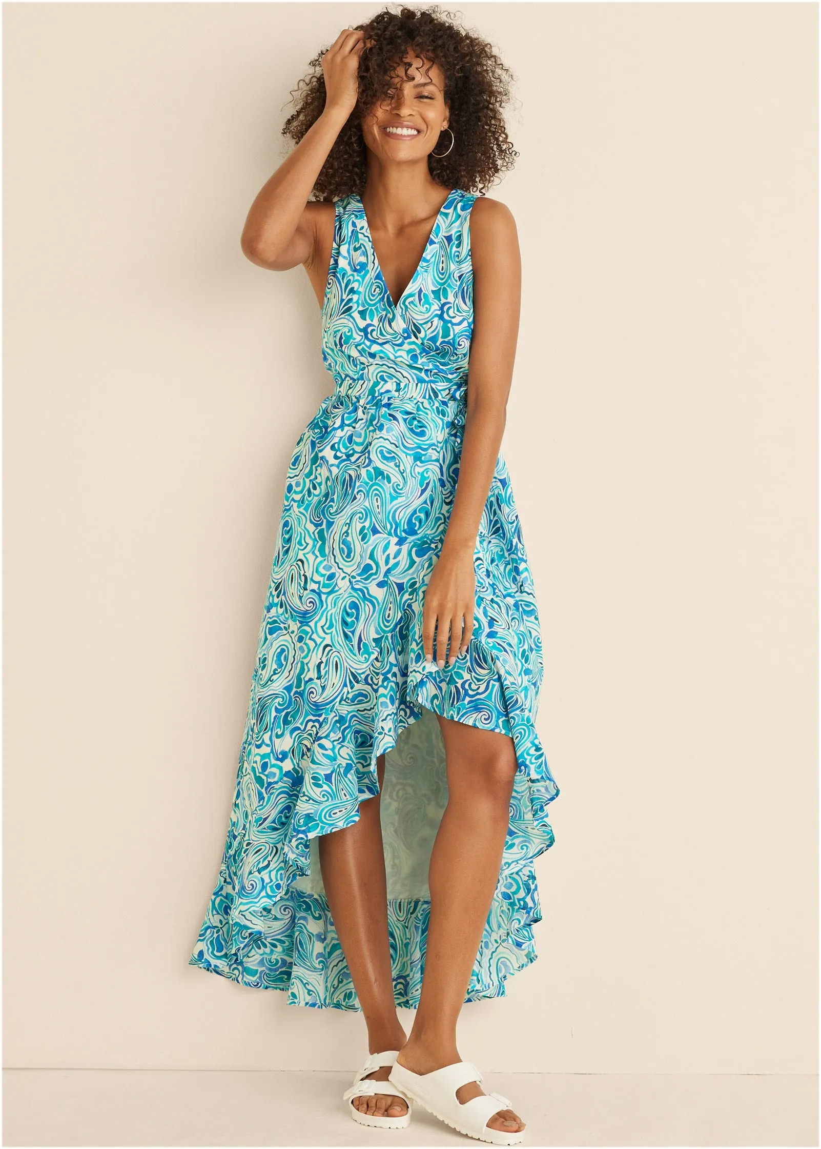 High-Low Wrap Dress - Pisces Paisley sold by VENUS