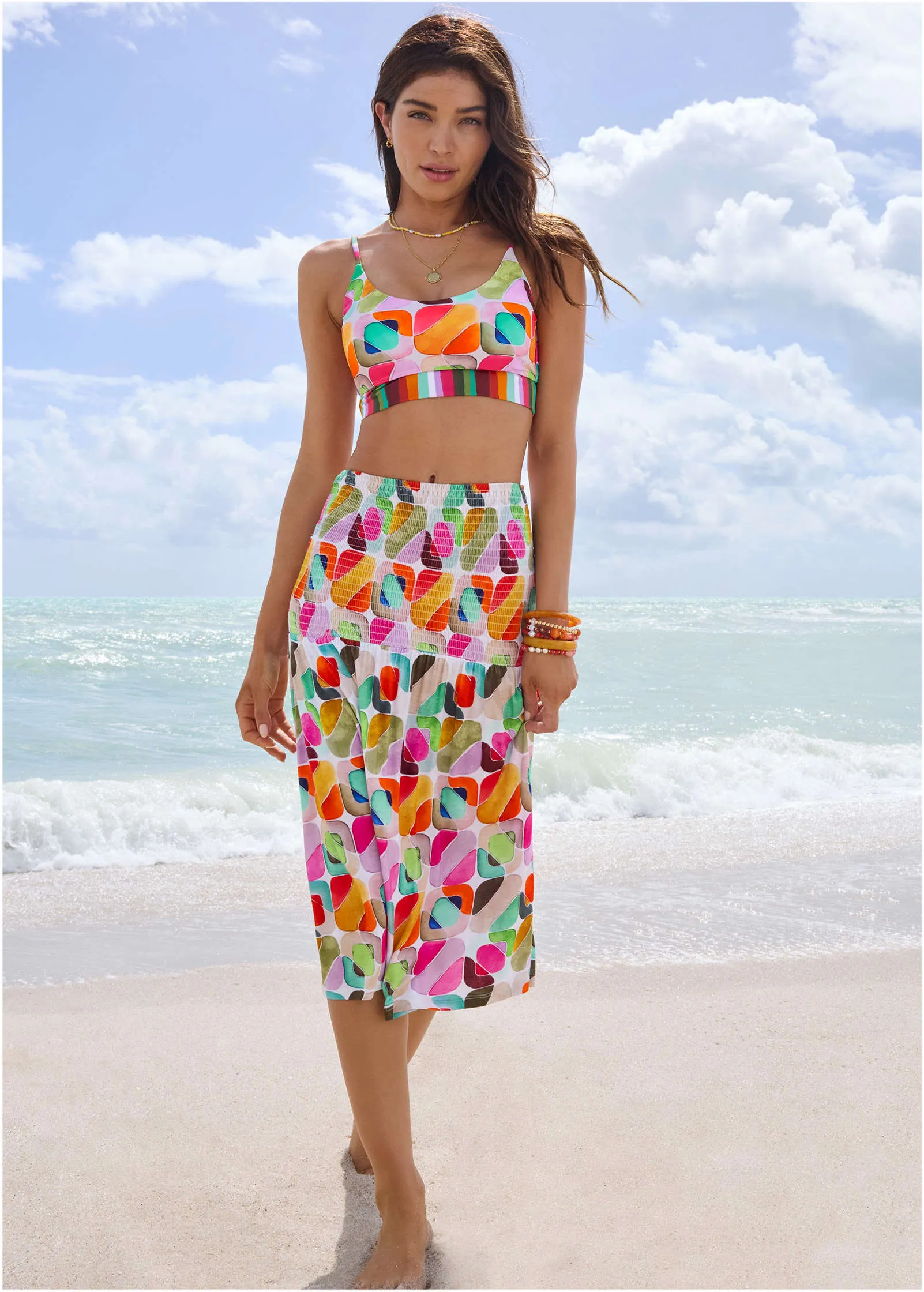 Convertible Cover-Up Dress - Watercolor Geo sold by VENUS