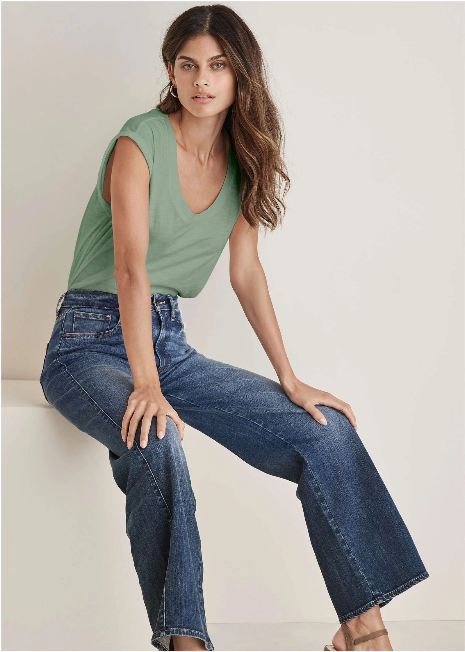 Scoop Neck Tee - Basil sold by VENUS product image thumbnail 4