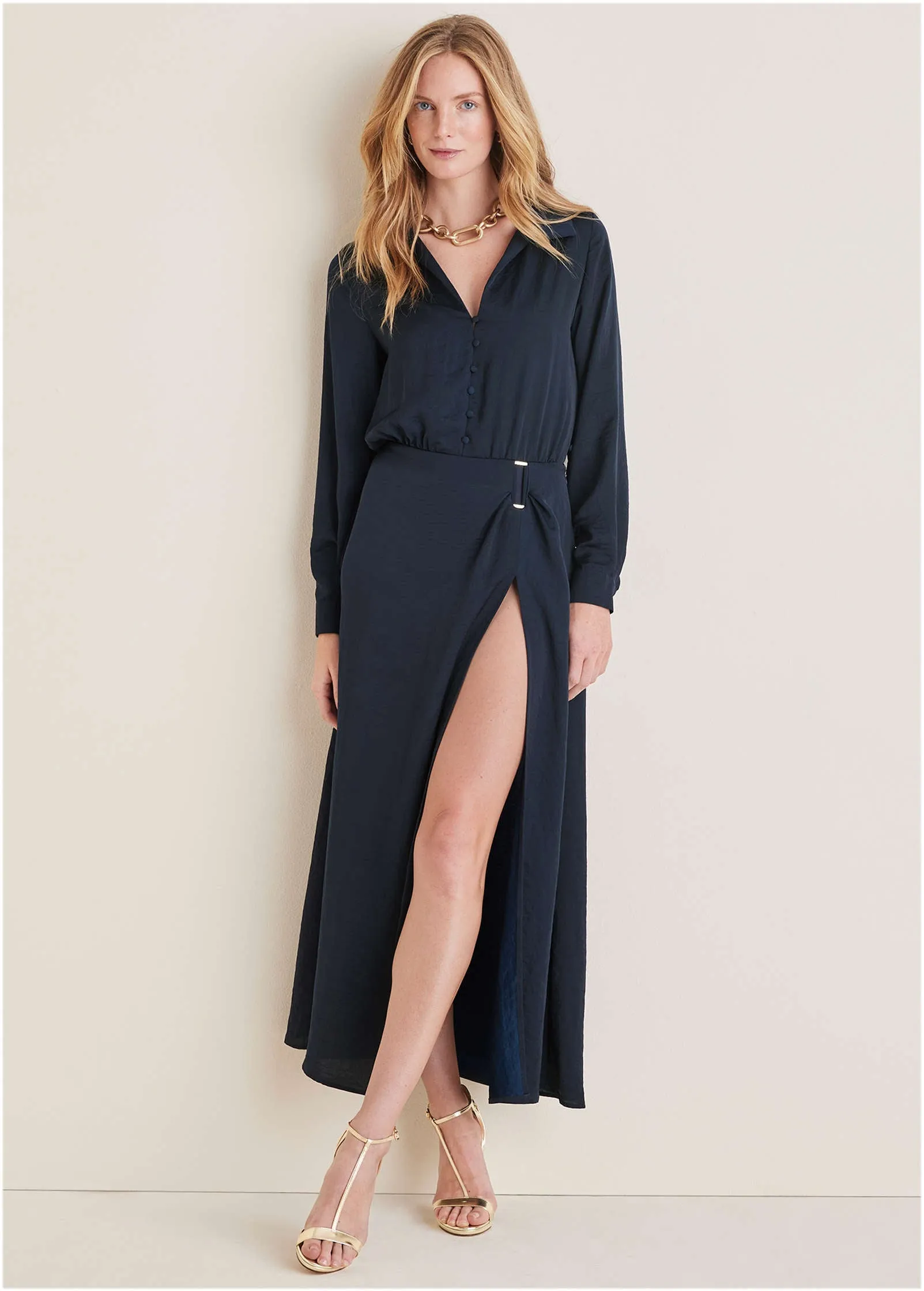 High Slit Maxi Dress - Navy sold by VENUS