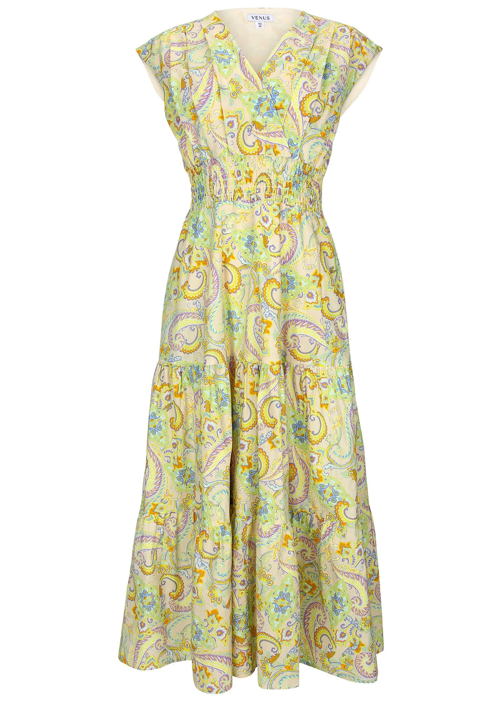 Smocked Waist Maxi Dress - Candied Shortbread Paisley sold by VENUS product image thumbnail 4