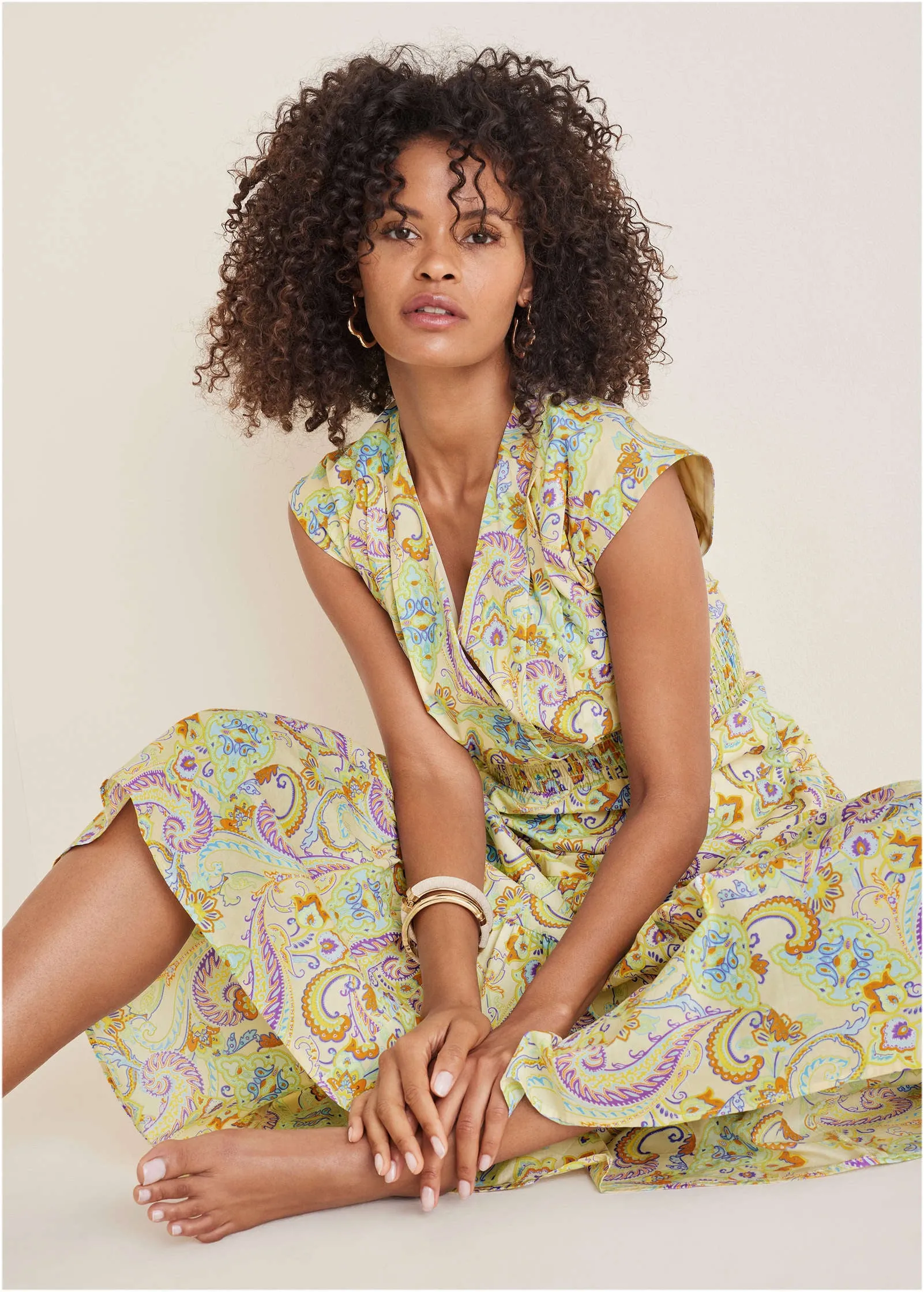 Smocked Waist Maxi Dress - Candied Shortbread Paisley sold by VENUS product image thumbnail 3