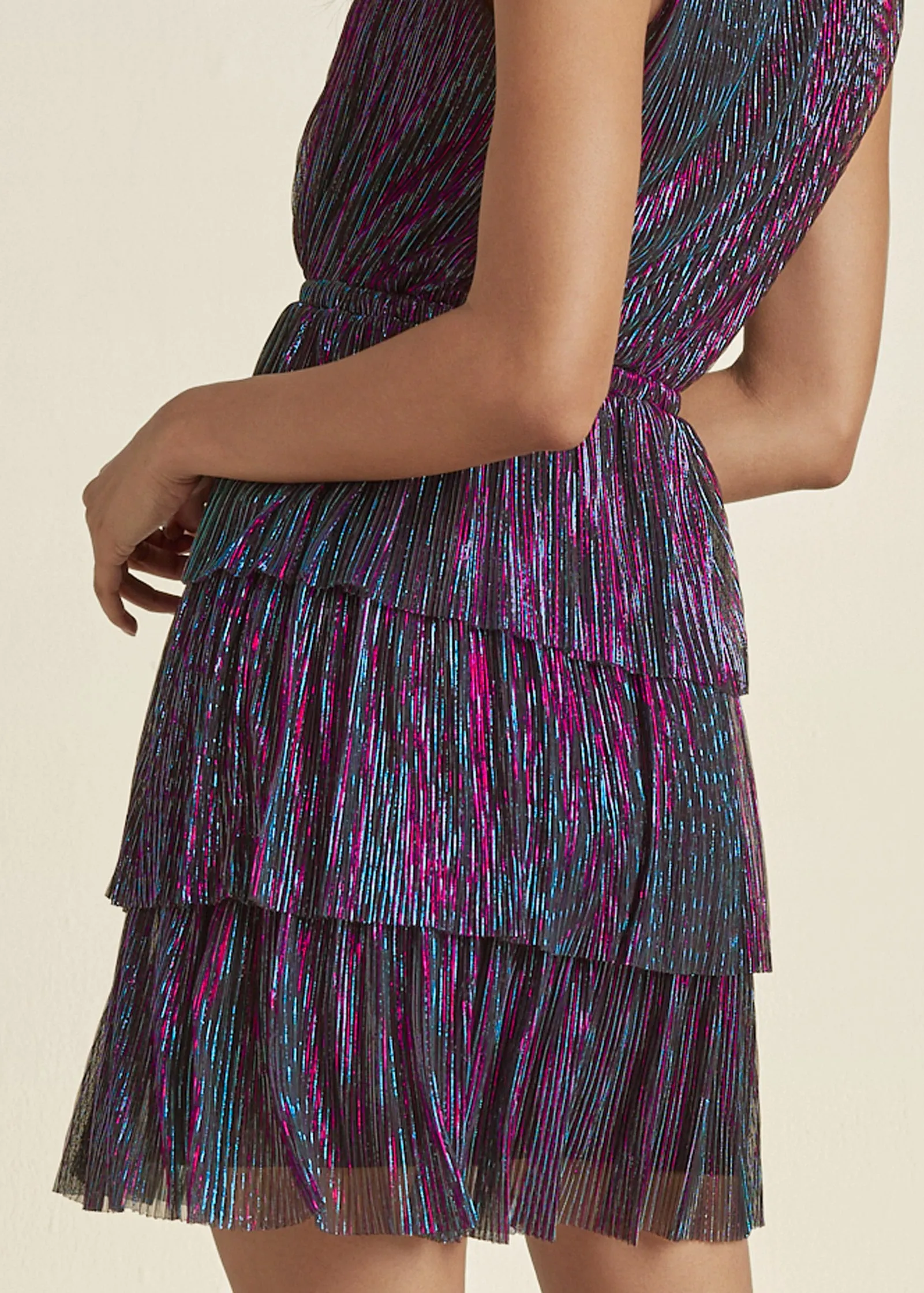 Plisse Tiered Mini Dress - Blue Multi sold by VENUS product image thumbnail 4