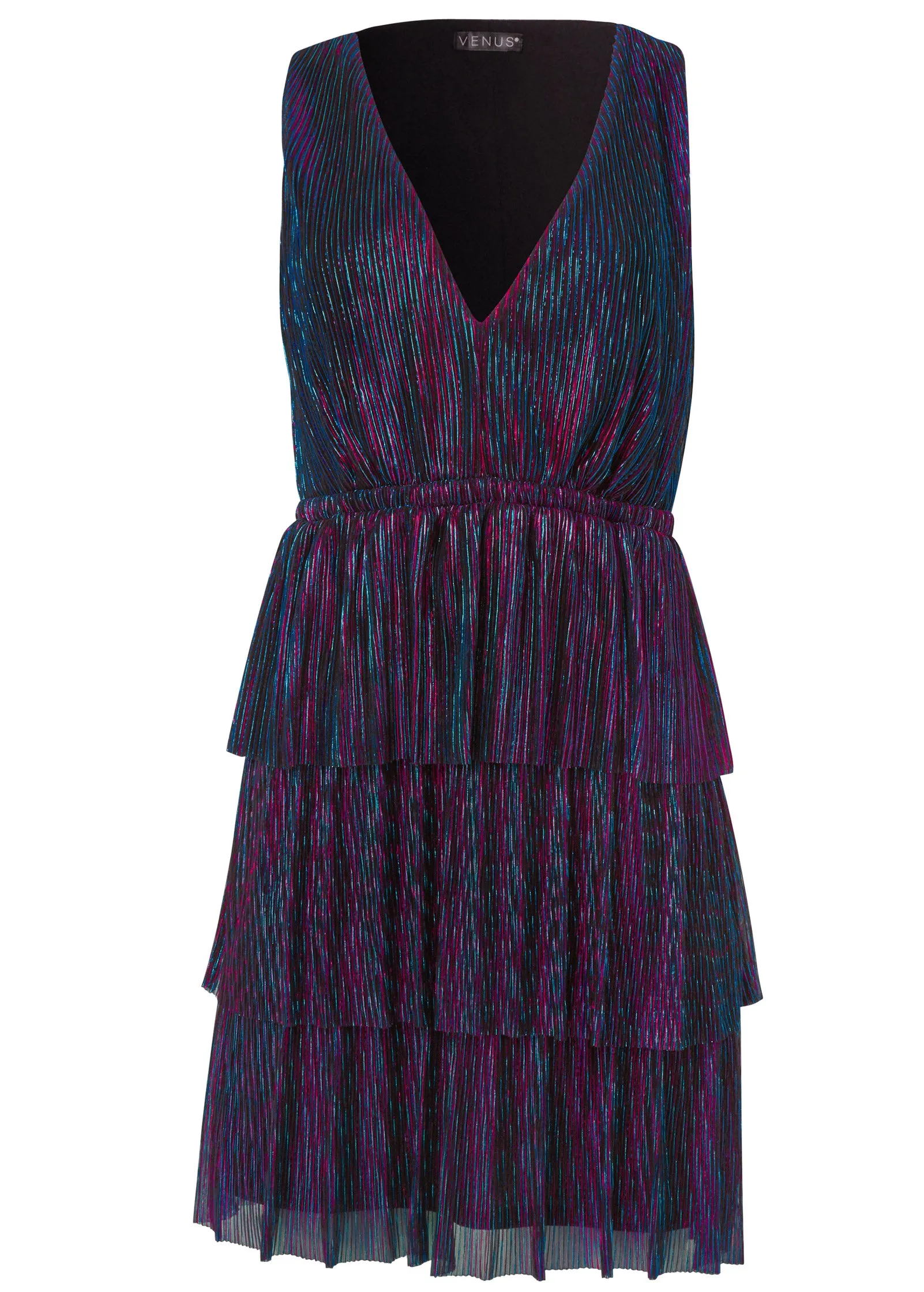 Plisse Tiered Mini Dress - Blue Multi sold by VENUS product image thumbnail 5