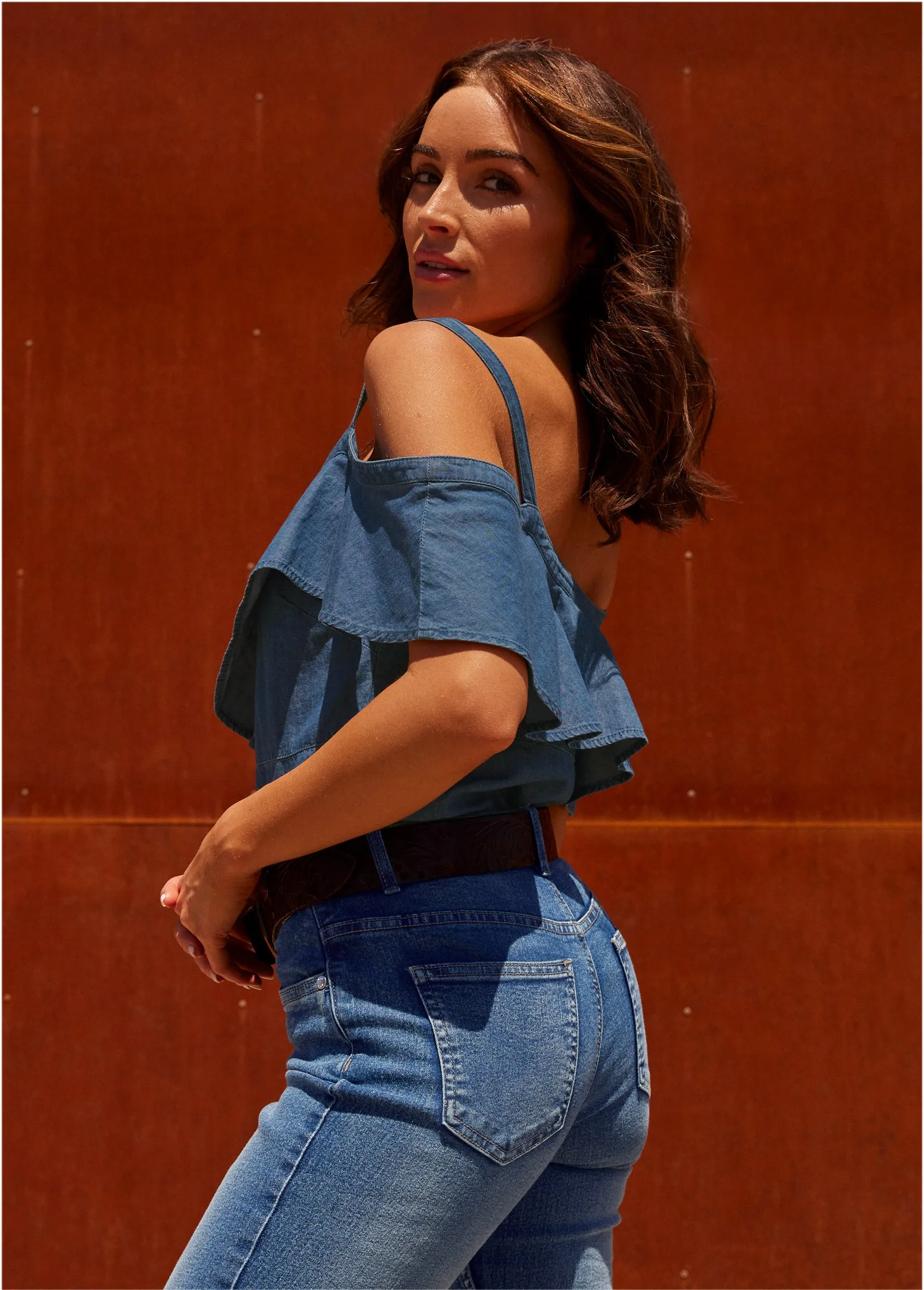 Chambray Ruffle Top - Medium Wash sold by VENUS product image thumbnail 5