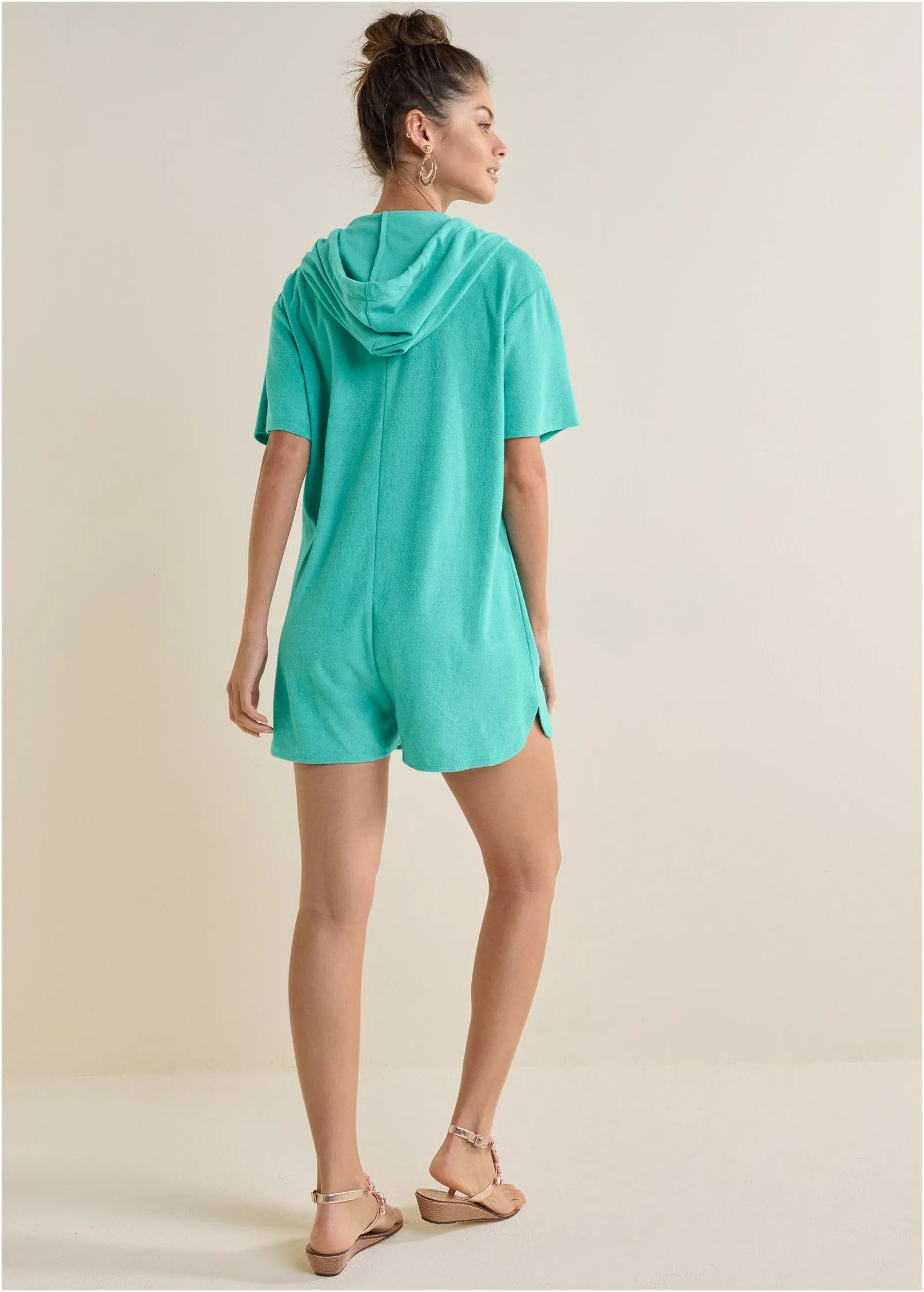 Terry Hooded Romper - Turquoise sold by VENUS product image thumbnail 3