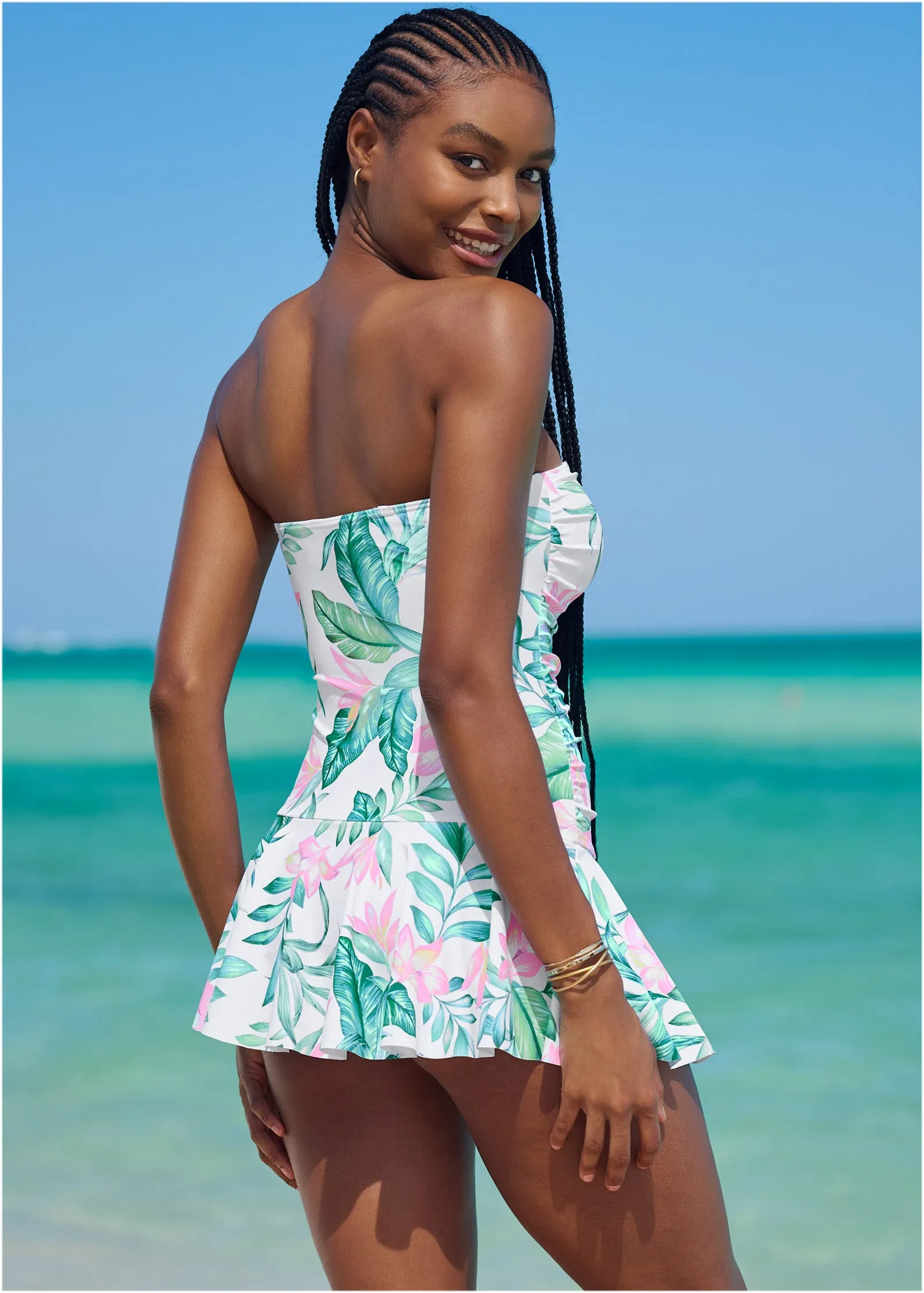 Skirted Bandeau One-Piece - Tropical Garden sold by VENUS product image thumbnail 2