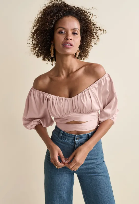 Off-The-Shoulder Wrap Top - Rose sold by VENUS