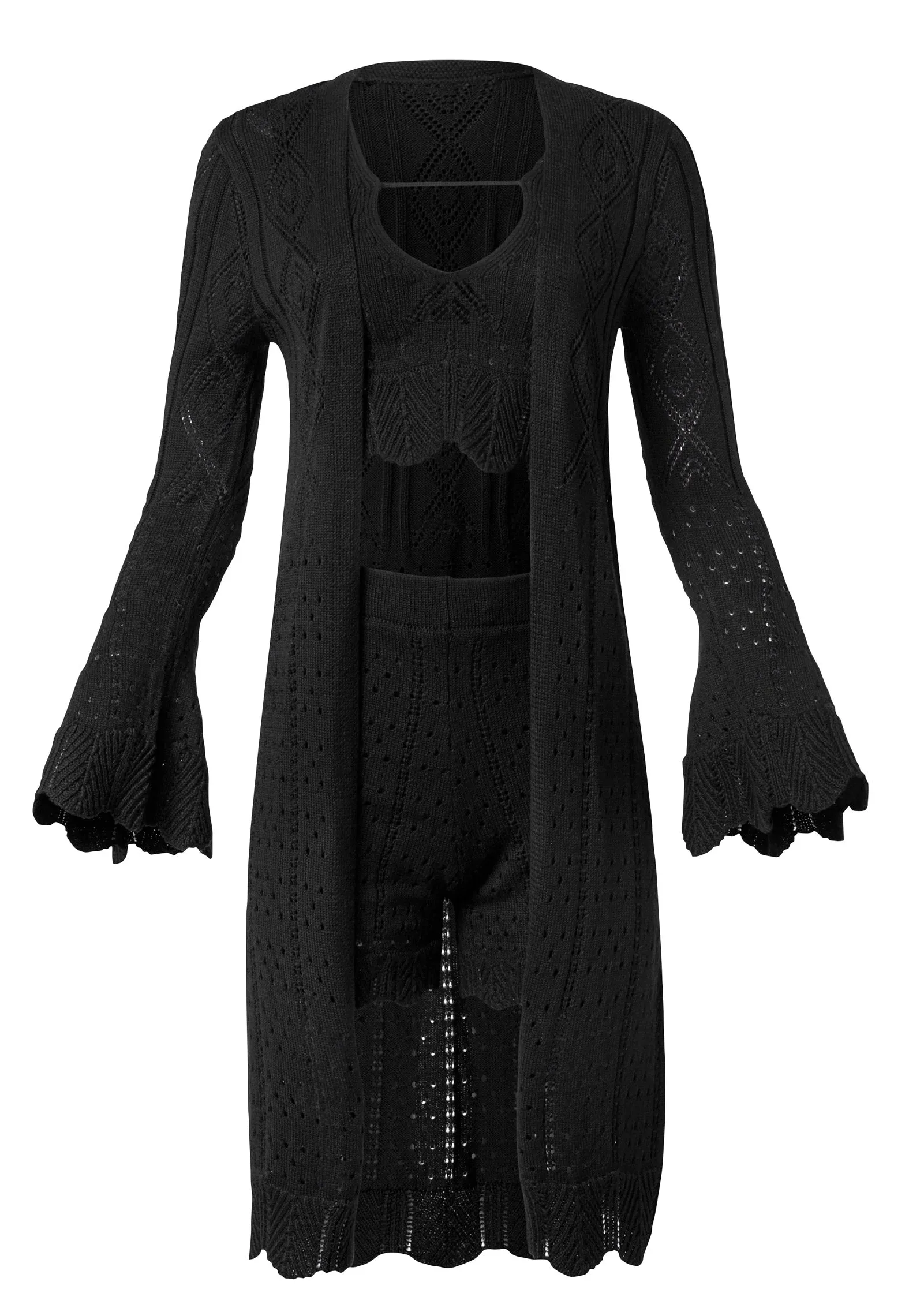 Open Knit Three-Piece Set - Black sold by VENUS product image thumbnail 5
