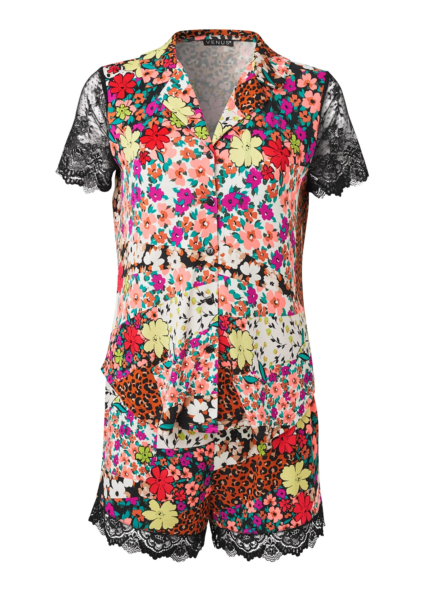 Lace Trim Pajama Set - Print Party sold by VENUS product image thumbnail 5