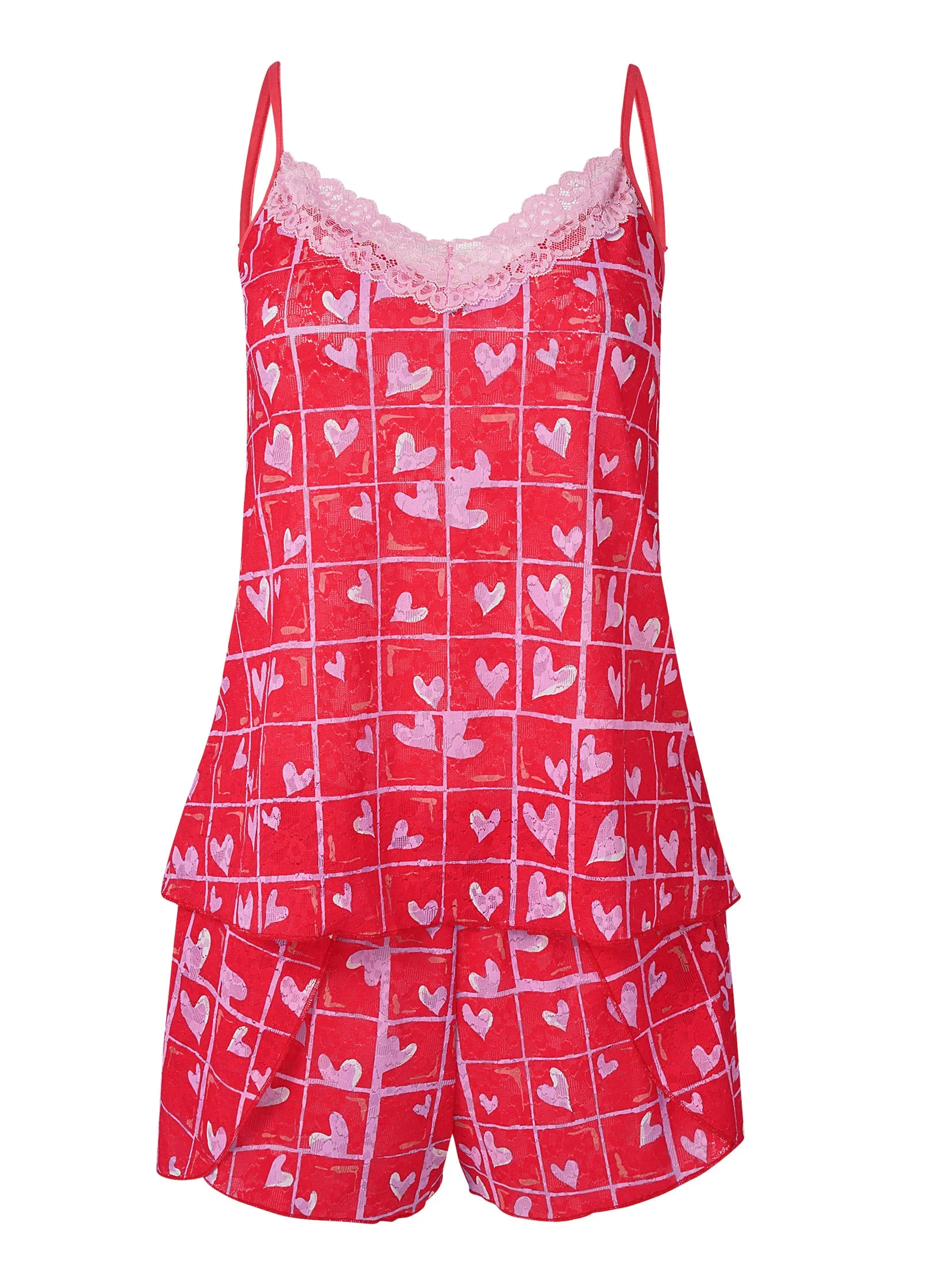 Lace Detail Pajama Set - Red Multi sold by VENUS product image thumbnail 5