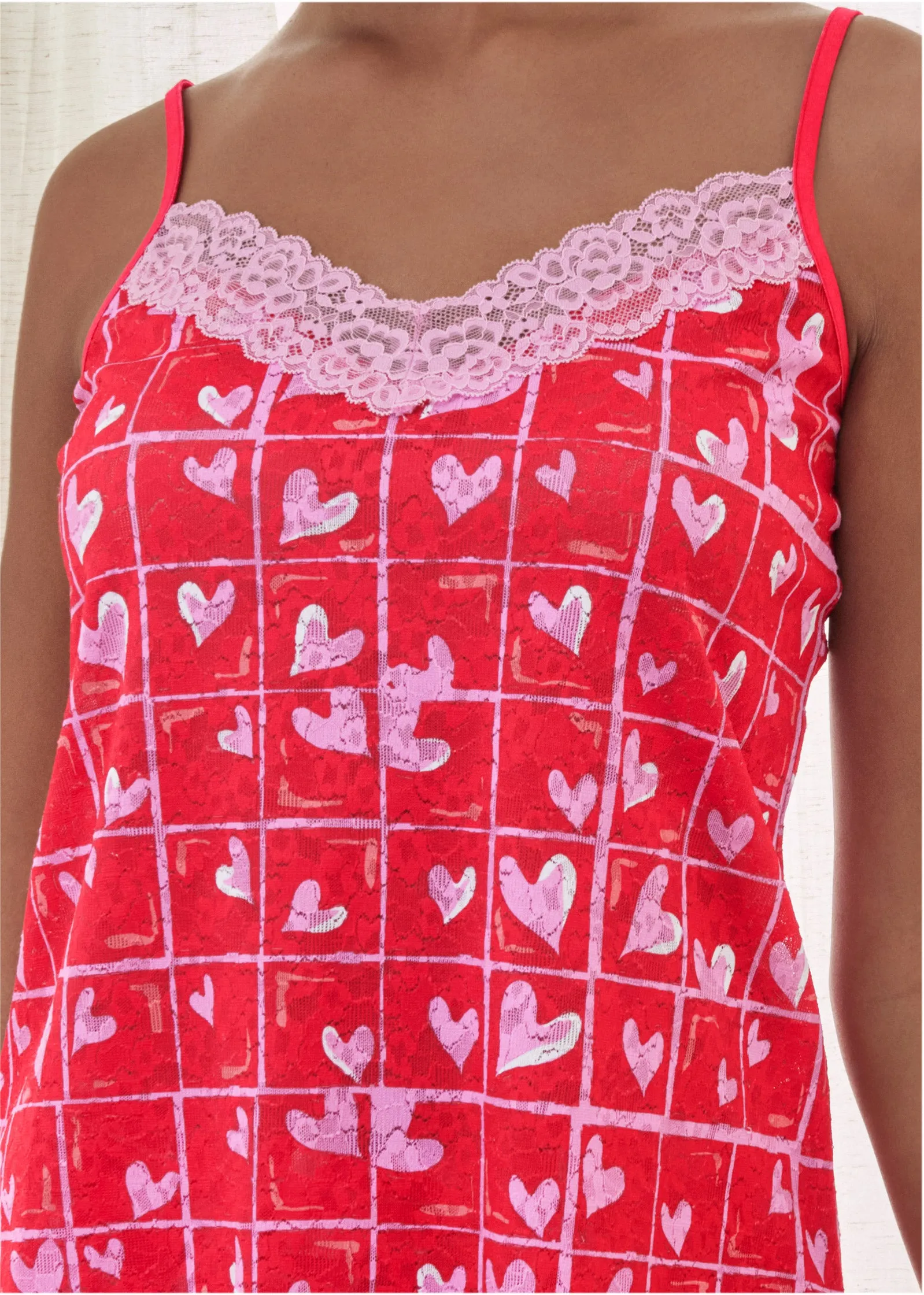 Lace Detail Pajama Set - Red Multi sold by VENUS product image thumbnail 3