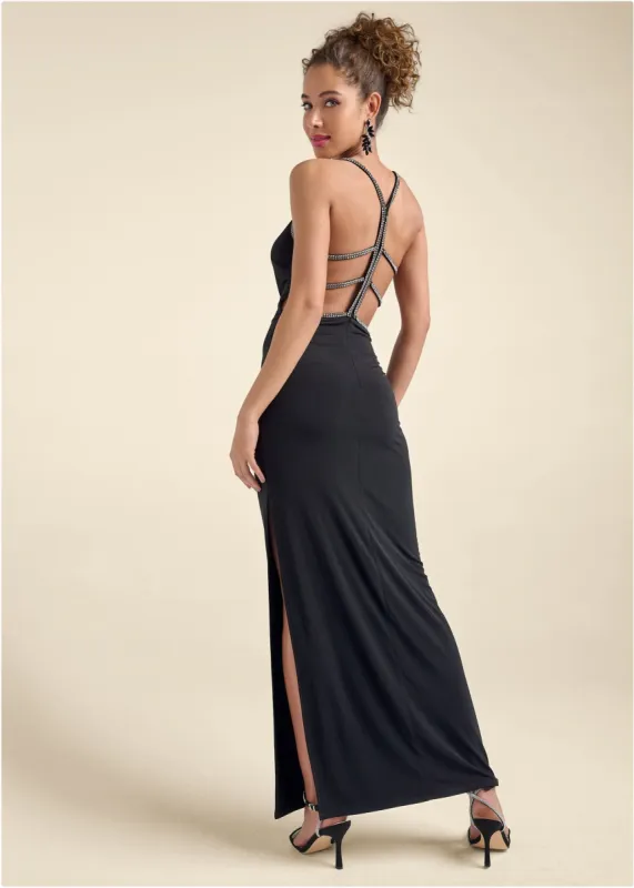 Embellished Cutout Gown - Black sold by VENUS
